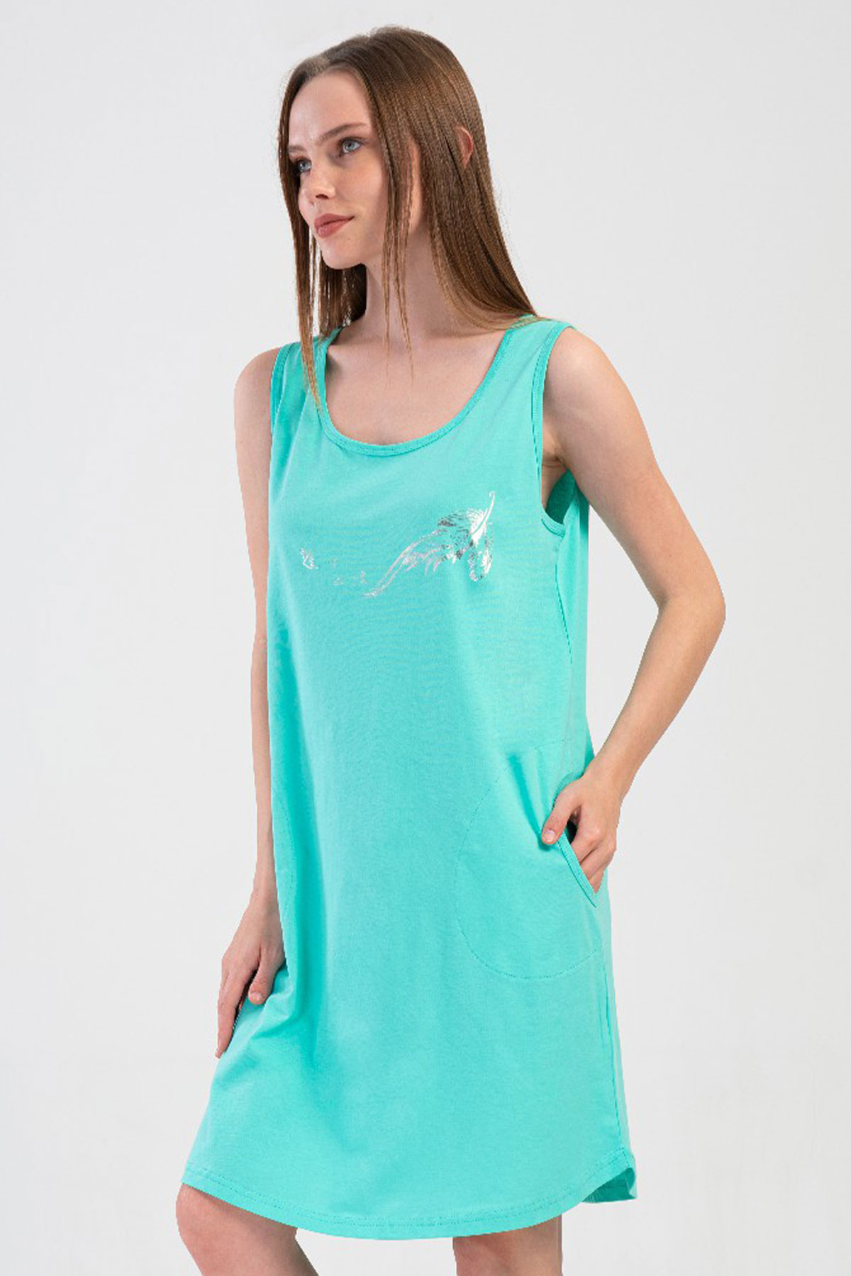 Pamuklu Kadın Büyük Beden Genıs Askılı Gecelik
