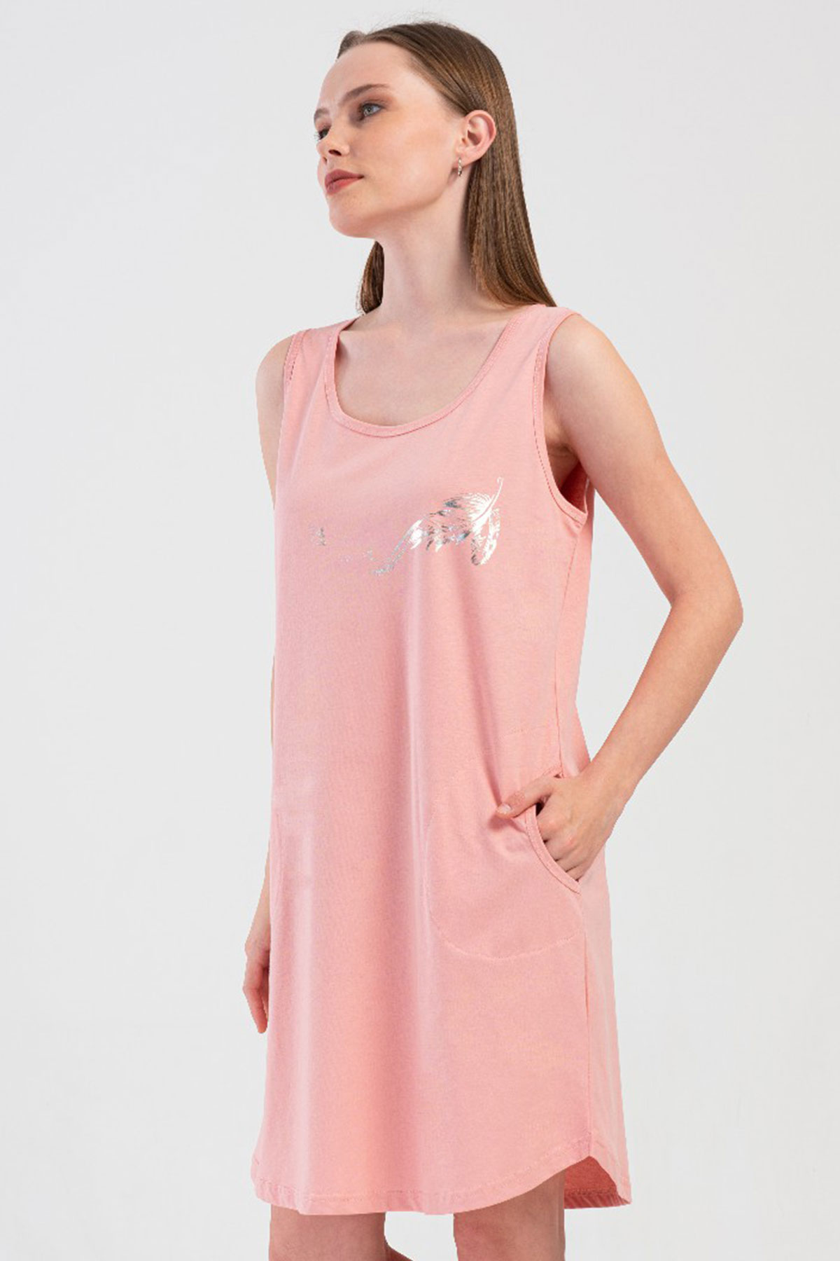 Pamuklu Kadın Büyük Beden Genıs Askılı Gecelik
