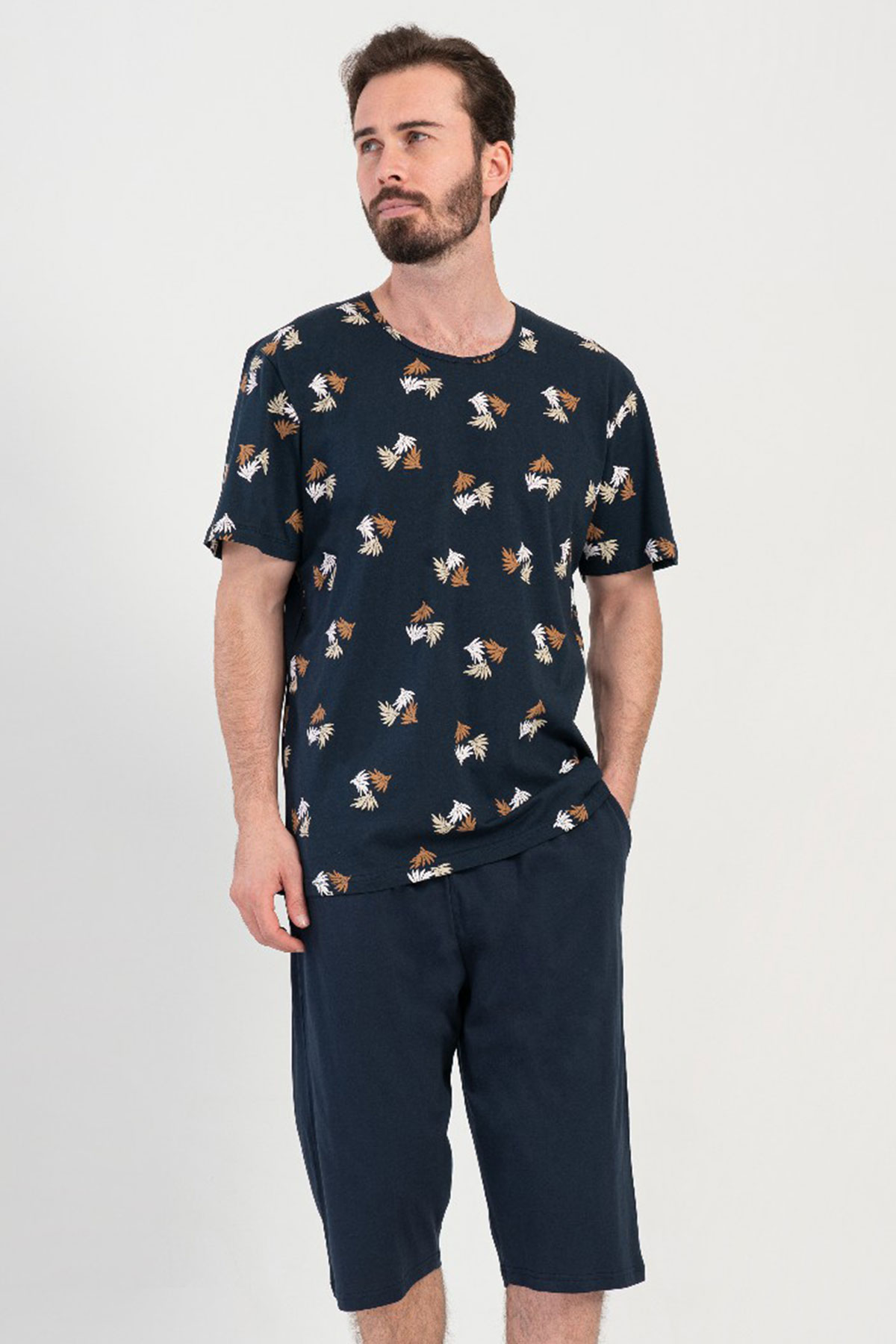 Pamuklu Erkek Kısa Kol Şortlu Pijama Takım
