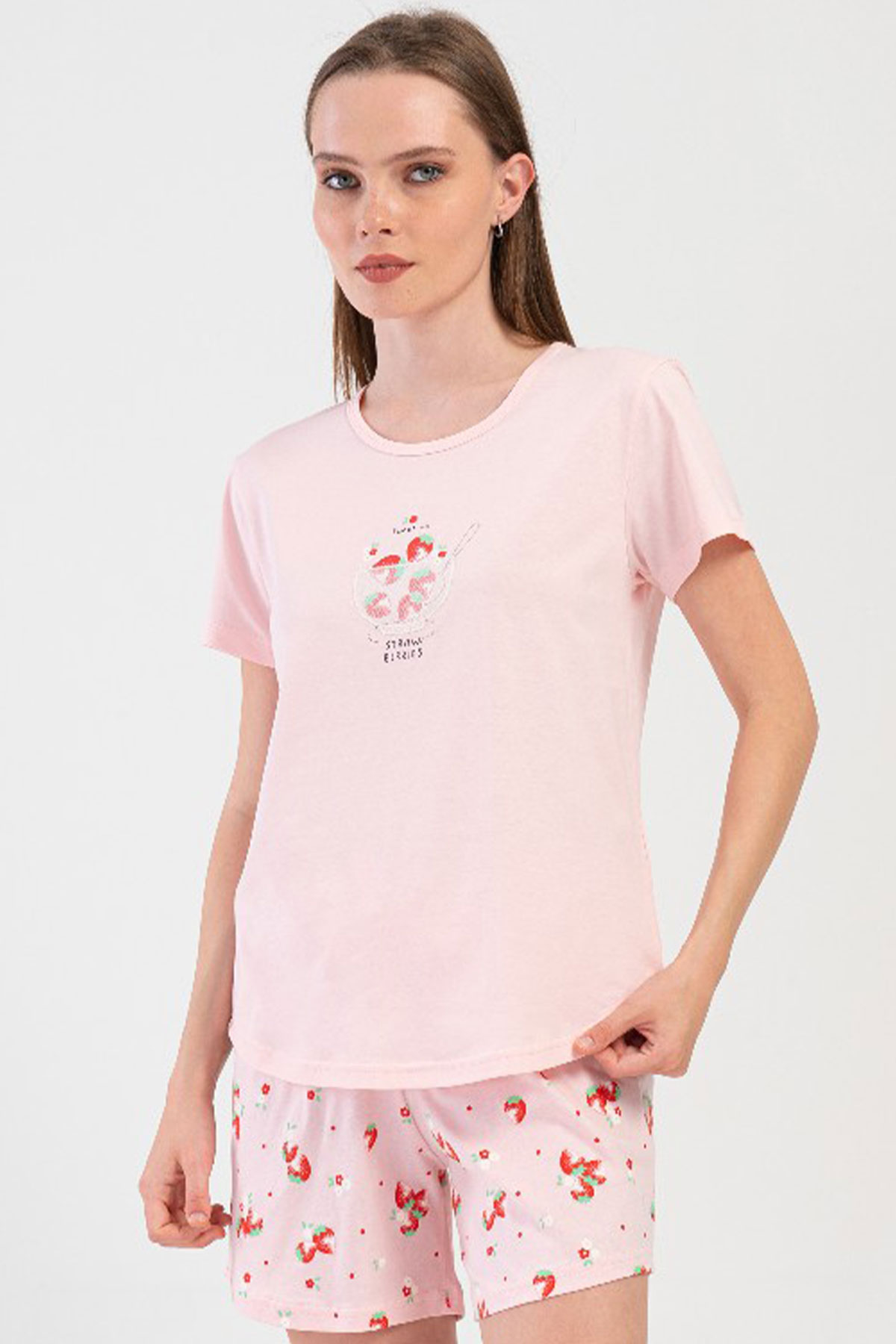 Pamuklu Kadın Kısa Kol Şortlu Pijama Takım
