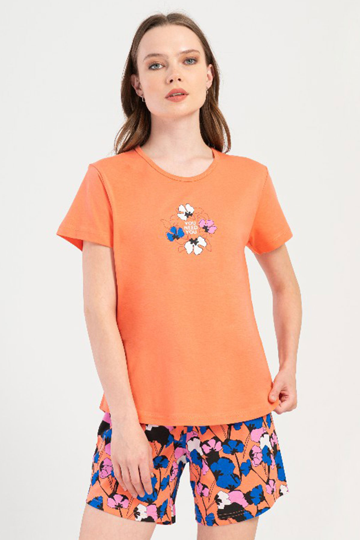 Pamuklu Kadın Kısa Kol Şortlu Pijama Takım
