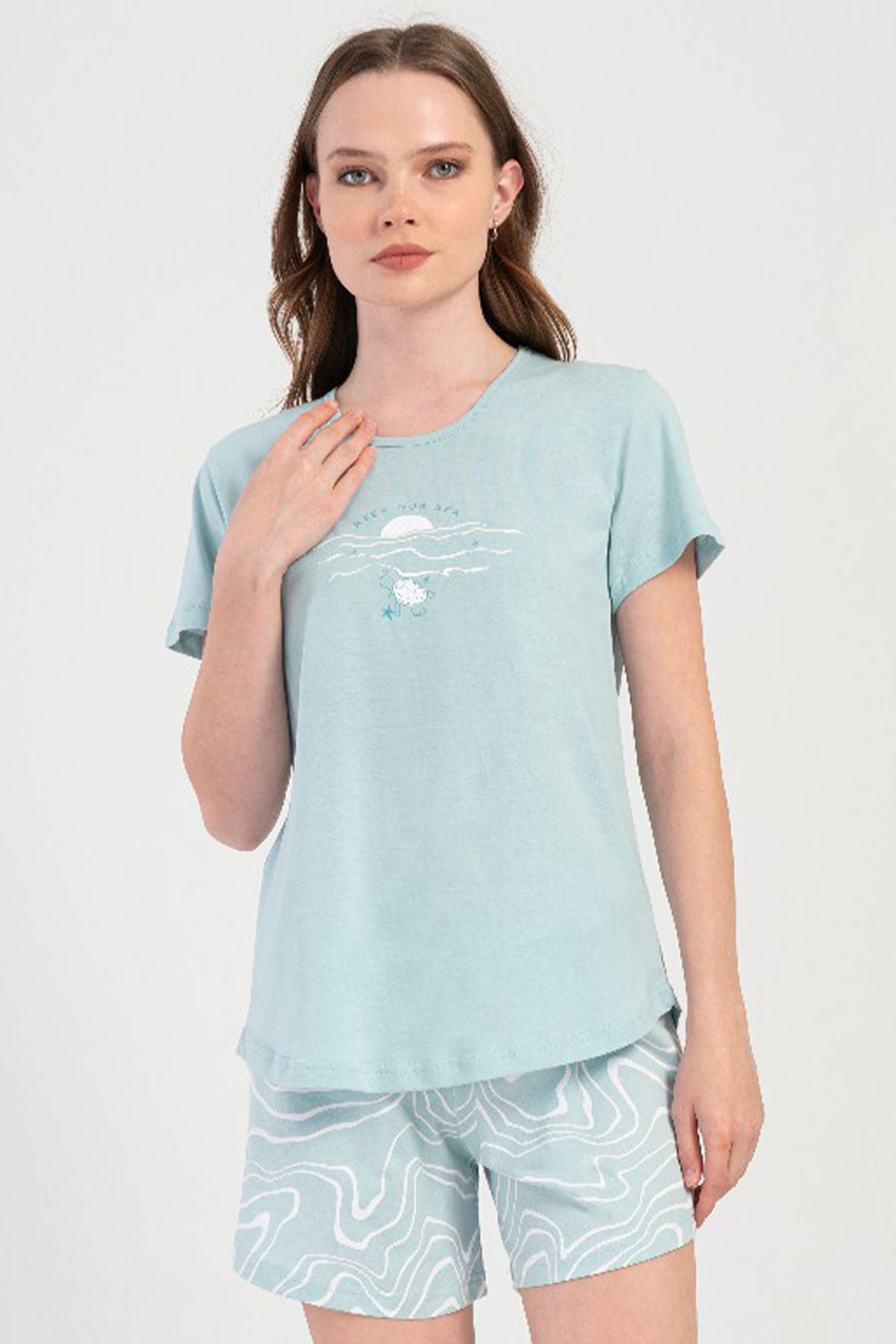 Pamuklu Kadın Kısa Kol Şortlu Pijama Takım
