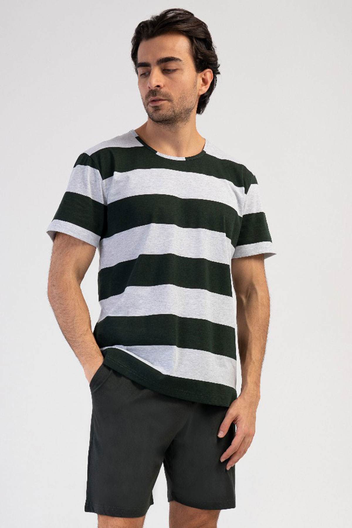 Erkek Büyük Beden Kısa Kol Şortlu Pijama Takım
