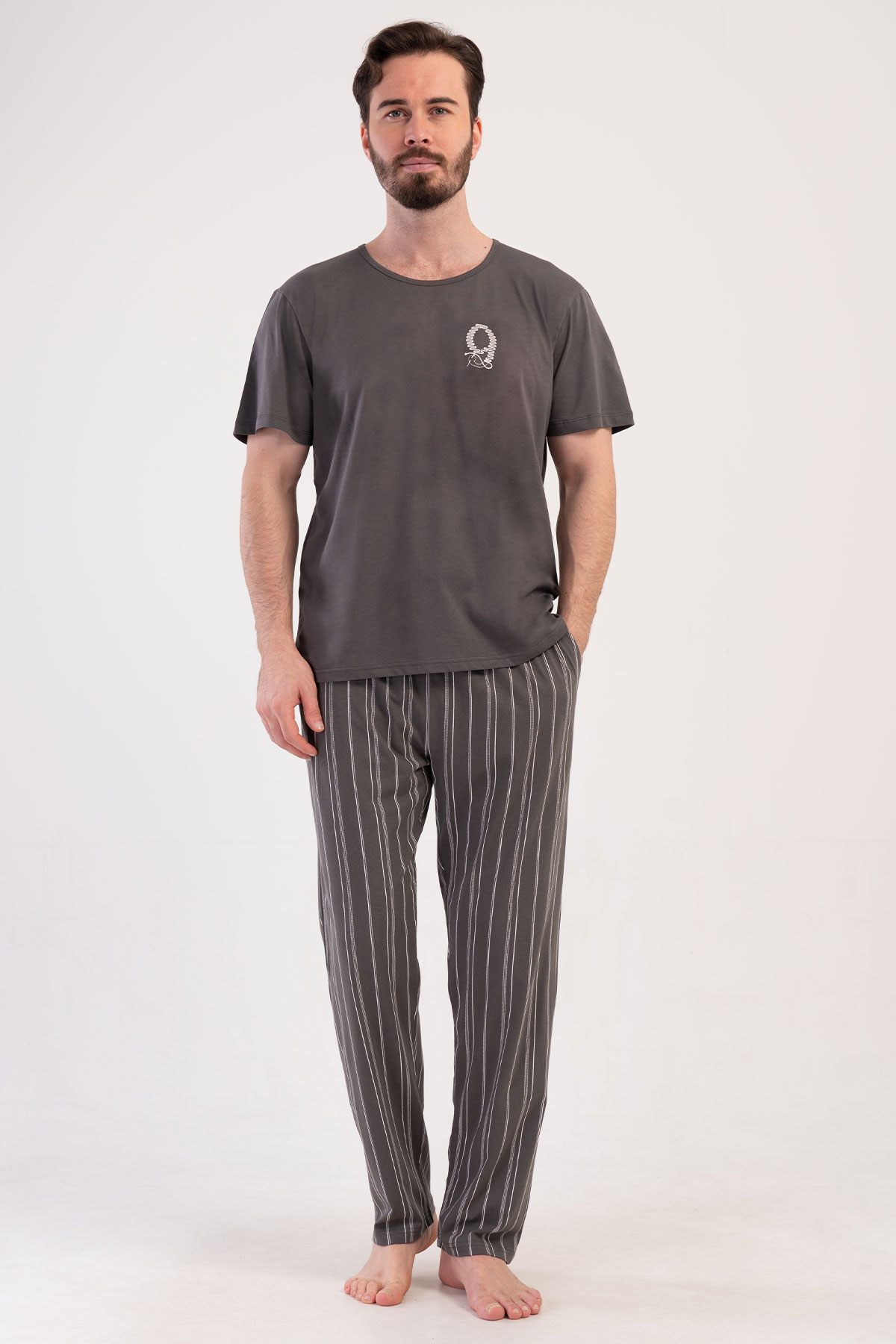 Pamuklu Erkek Kısa Kol Pijama Takım
