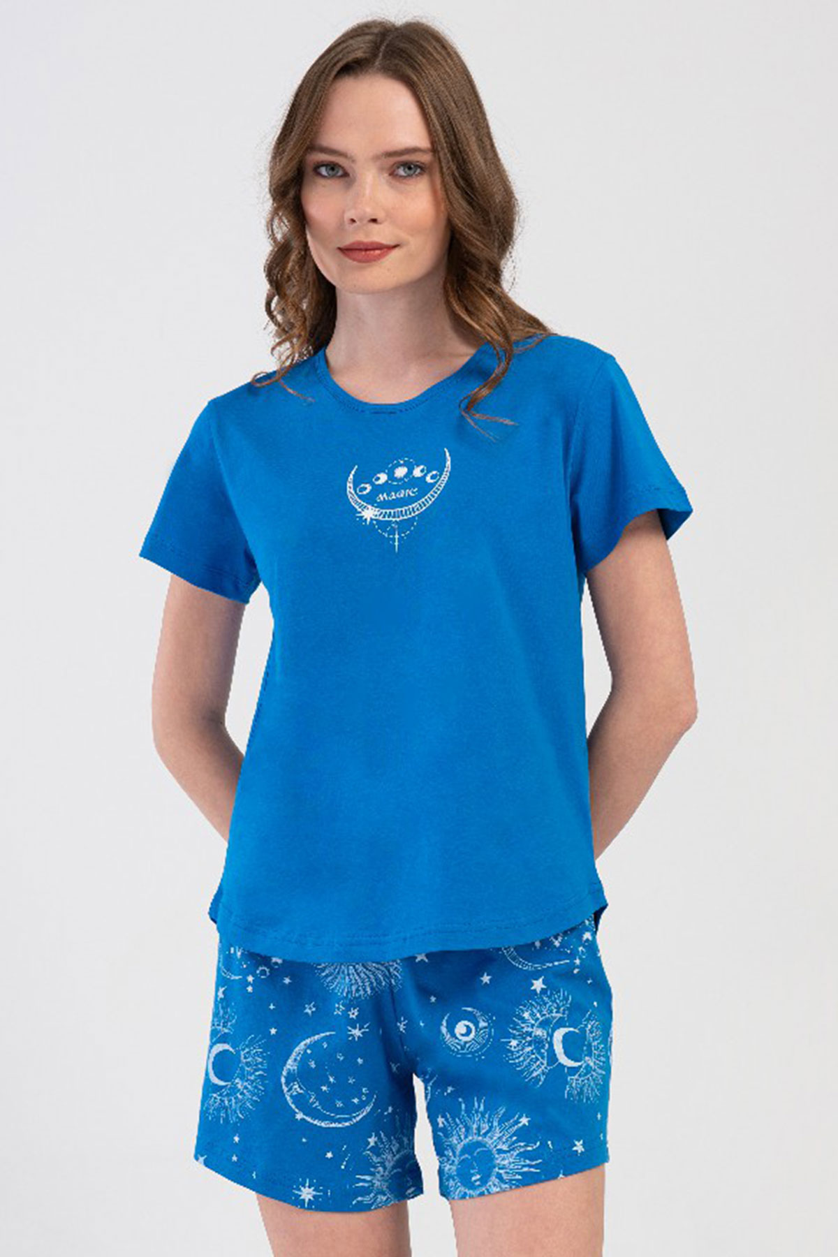 Pamuklu Kadın Kısa Kol Şortlu Pijama Takım
