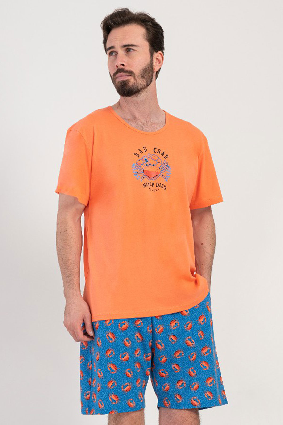 Pamuklu Erkek Kısa Kol Şortlu Pijama Takım
