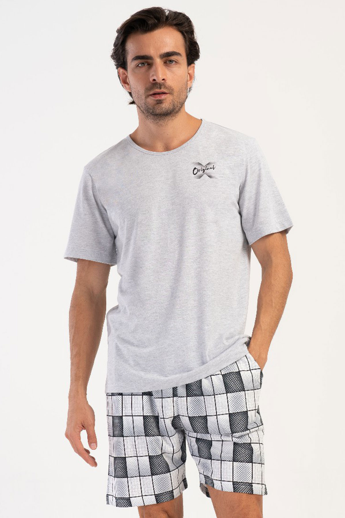 Erkek Kısa Kol Şortlu Pijama Takım

