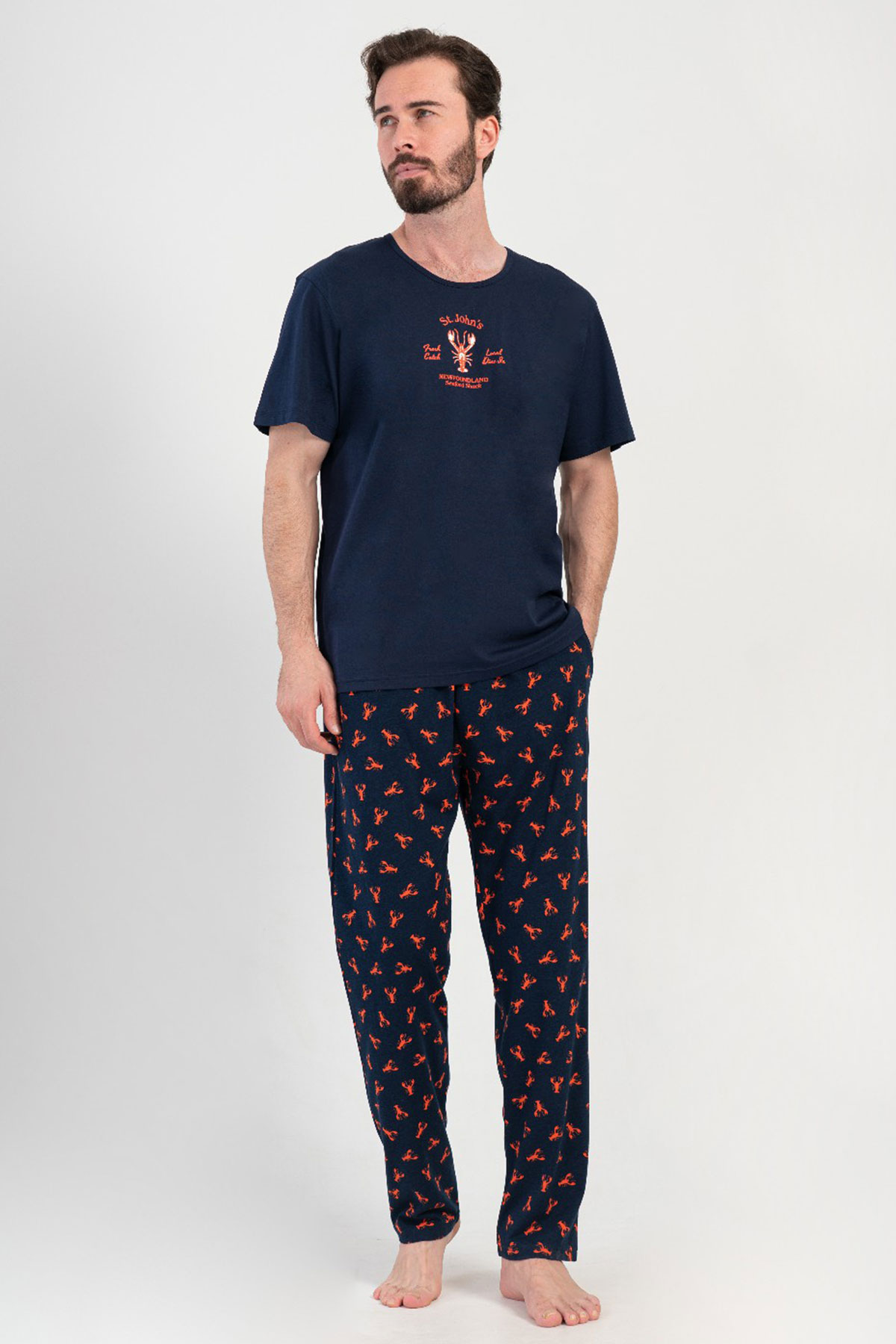 Pamuklu Erkek Kısa Kol Pijama Takım
