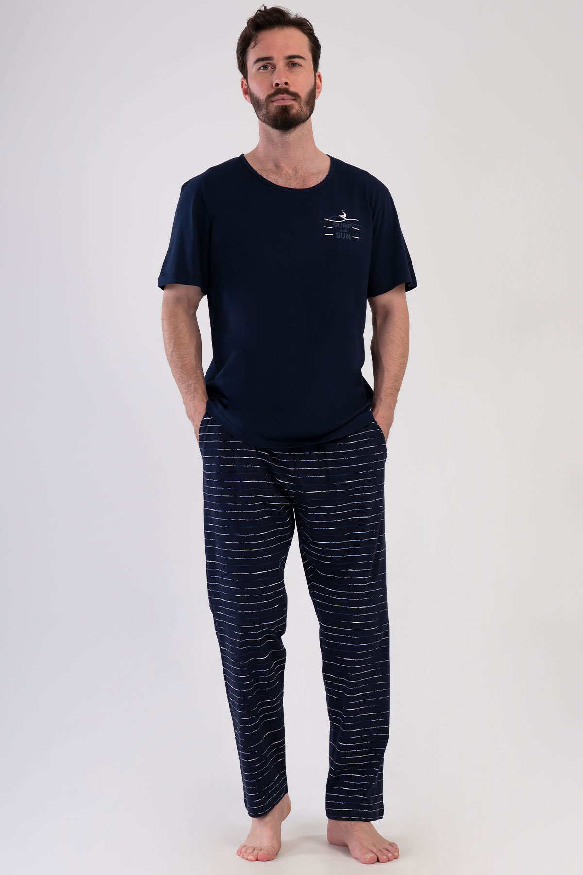 Pamuklu Erkek Kısa Kol Pijama Takım
