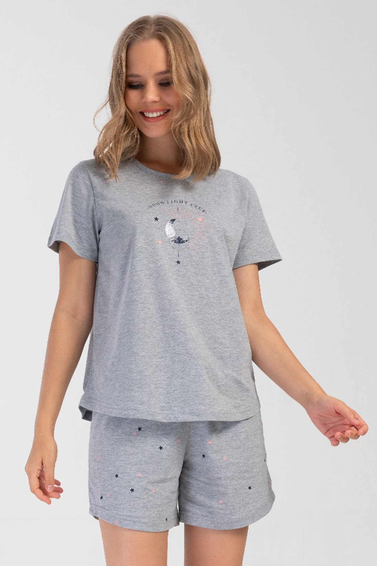 Kadın Büyük Beden Kısa Kol Şortlu Pijama Takım
