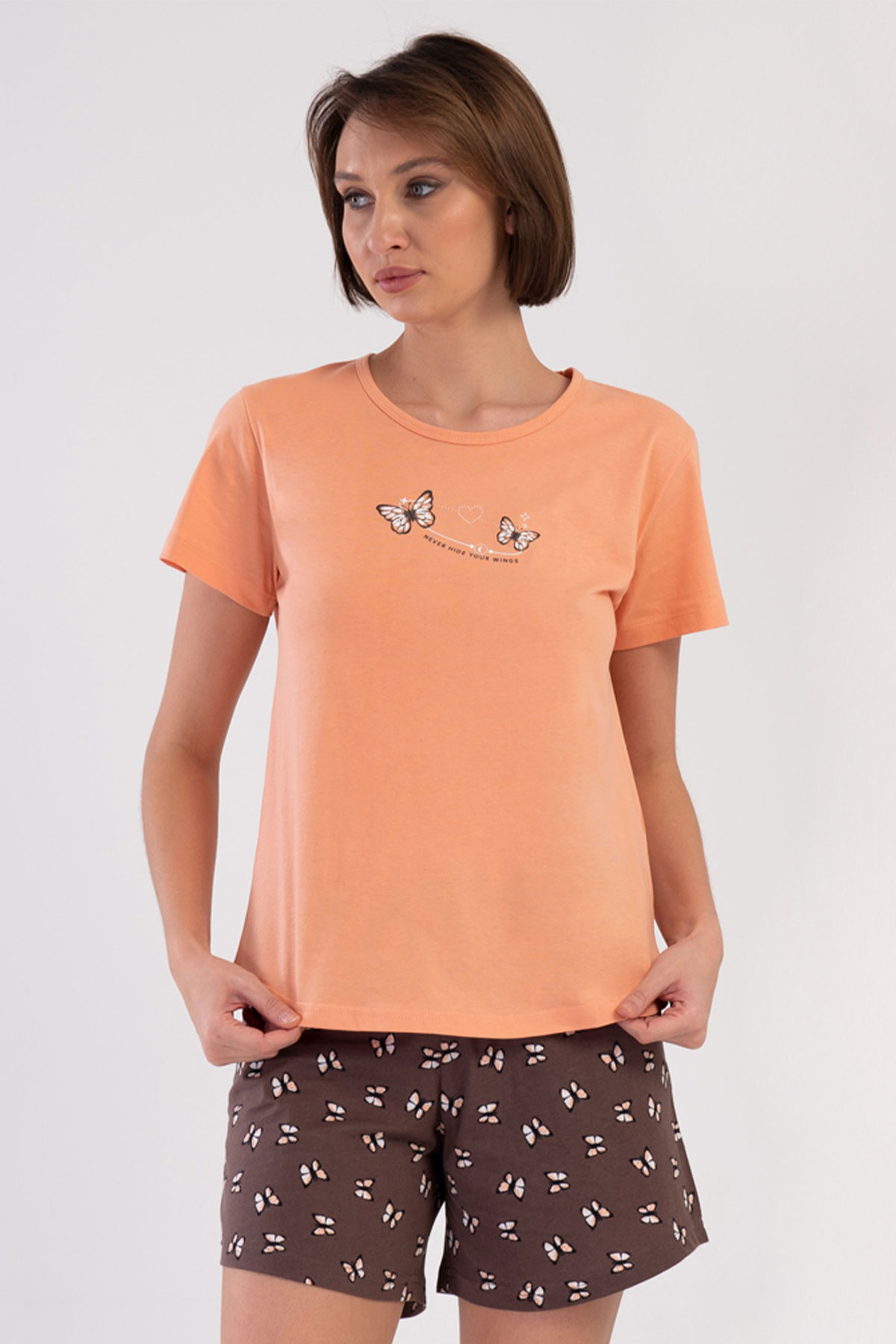 Pamuklu Kadın Kısa Kol Şortlu Pijama Takım
