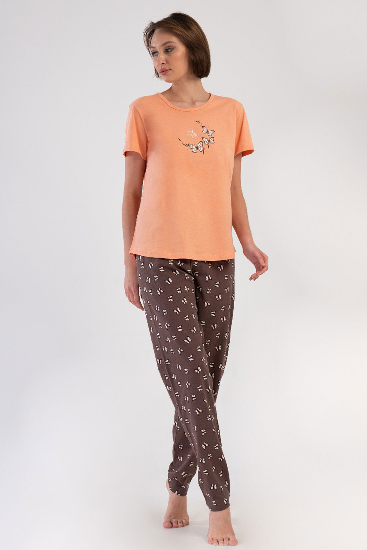 Pamuklu Kadın Büyük Beden Kısa Kol Pijama Takım
