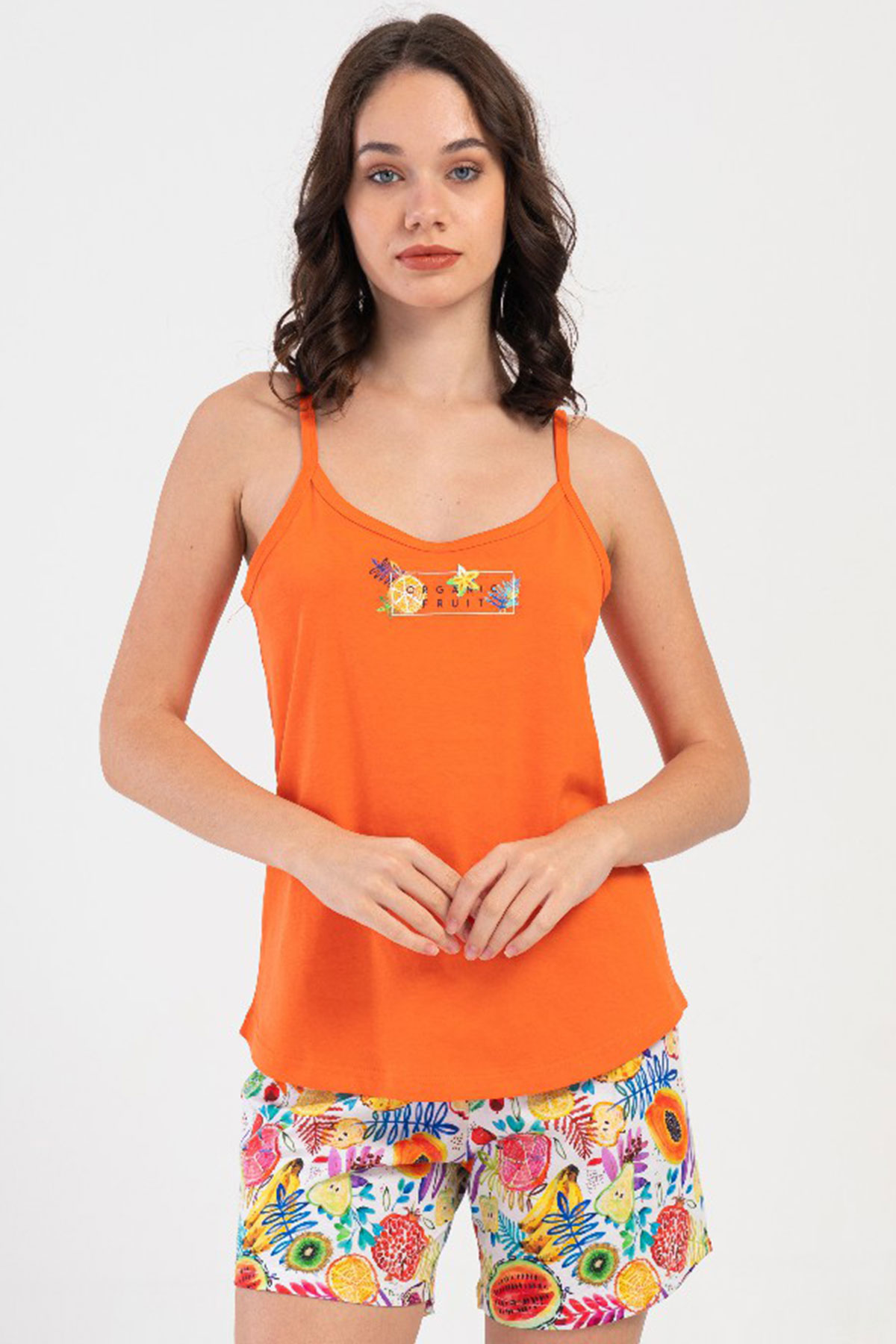 Pamuklu Kadın Ip Askılı Şortlu Pijama Takım
