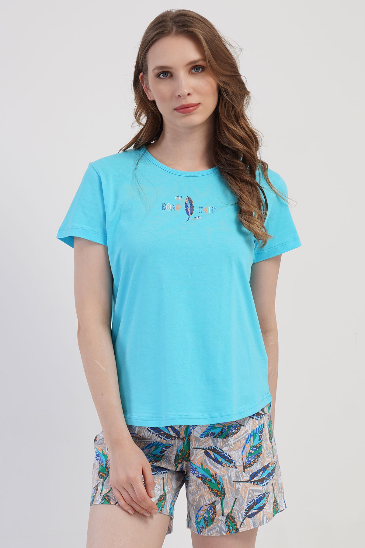 Pamuklu Kadın Kısa Kol Şortlu Pijama Takım
