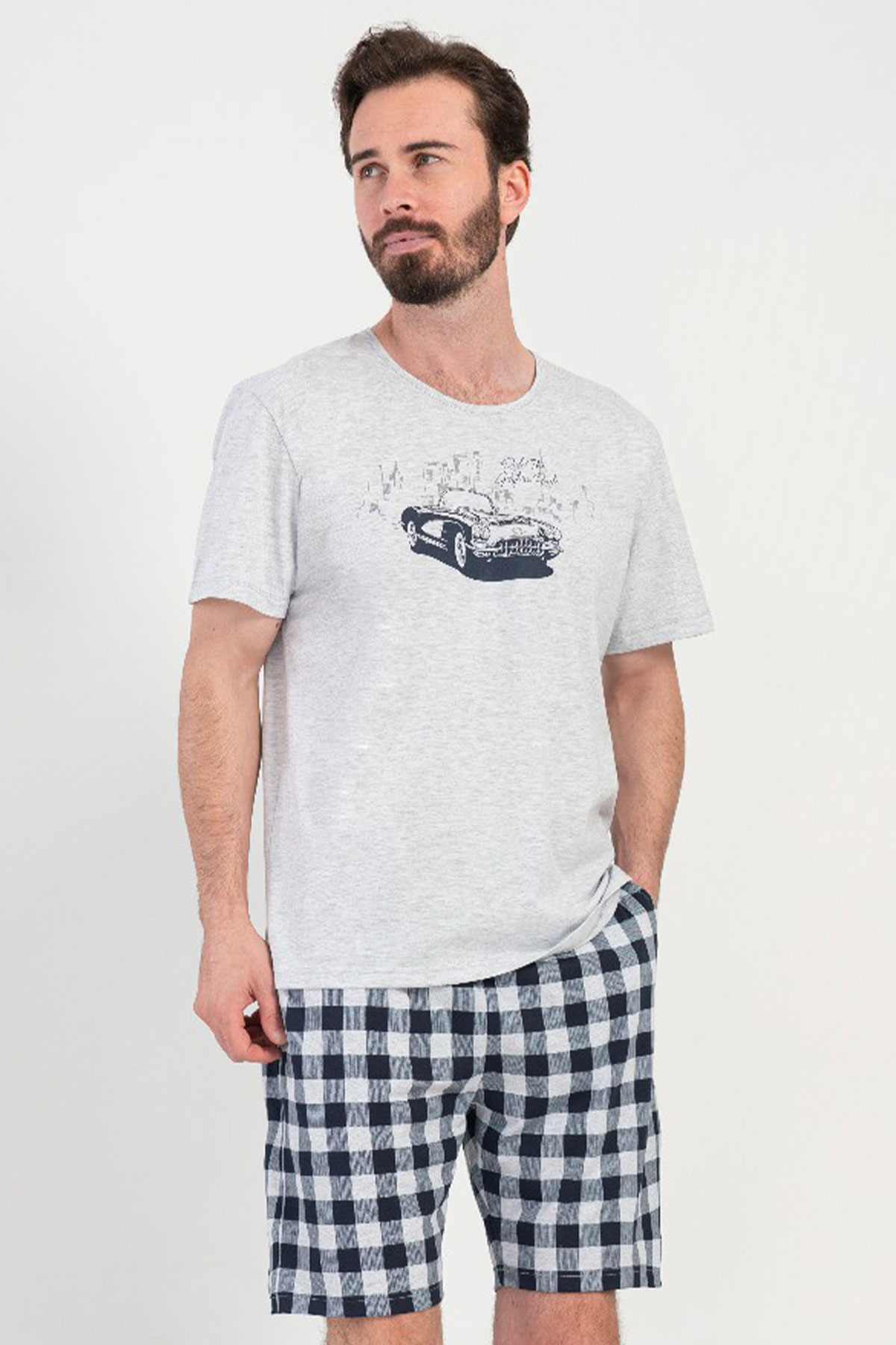 Erkek Kısa Kol Şortlu Pijama Takım
