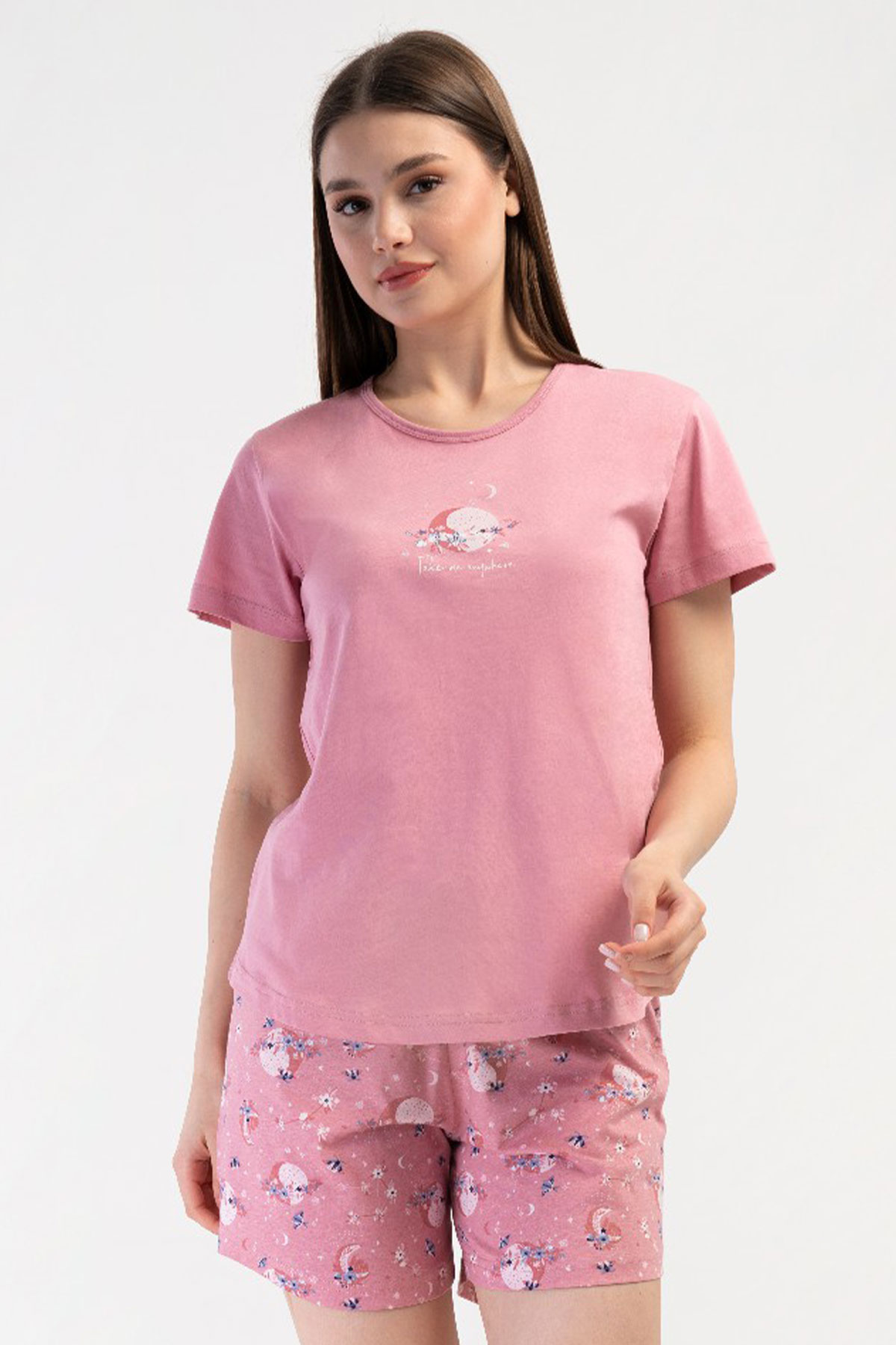 Pamuklu Kadın Kısa Kol Şortlu Pijama Takım
