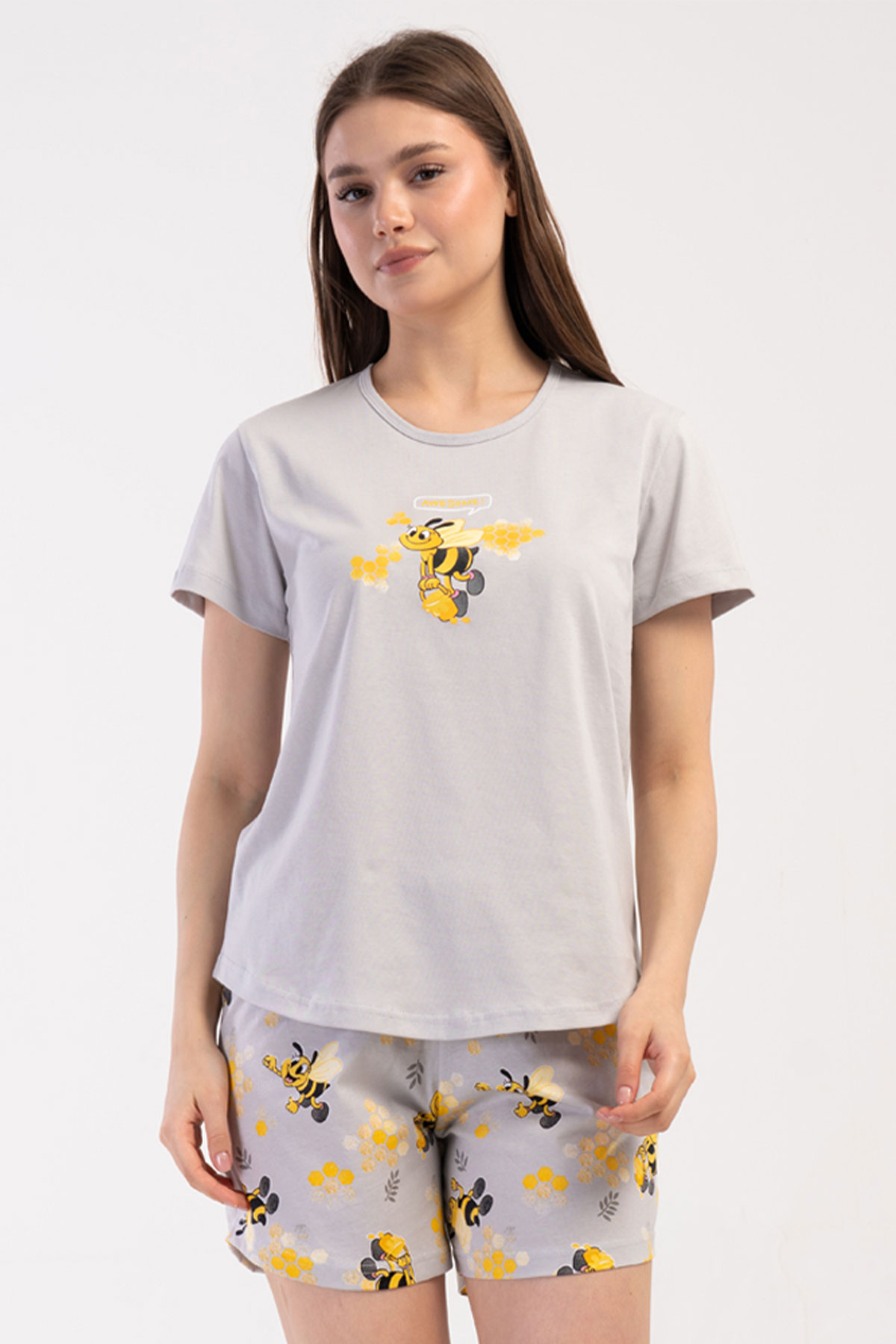 Pamuklu Kadın Kısa Kol Şortlu Pijama Takım
