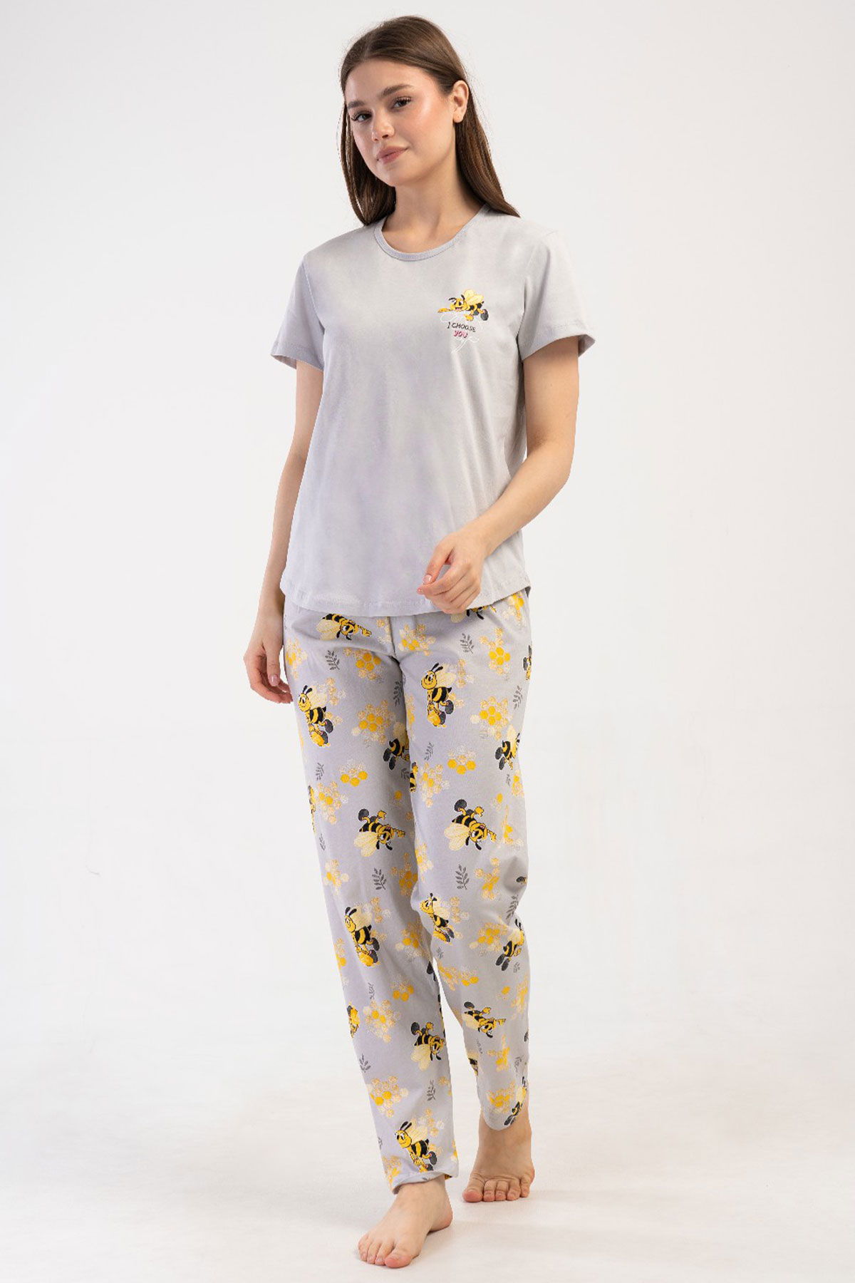 Pamuklu Kadın Kısa Kol Pijama Takım
