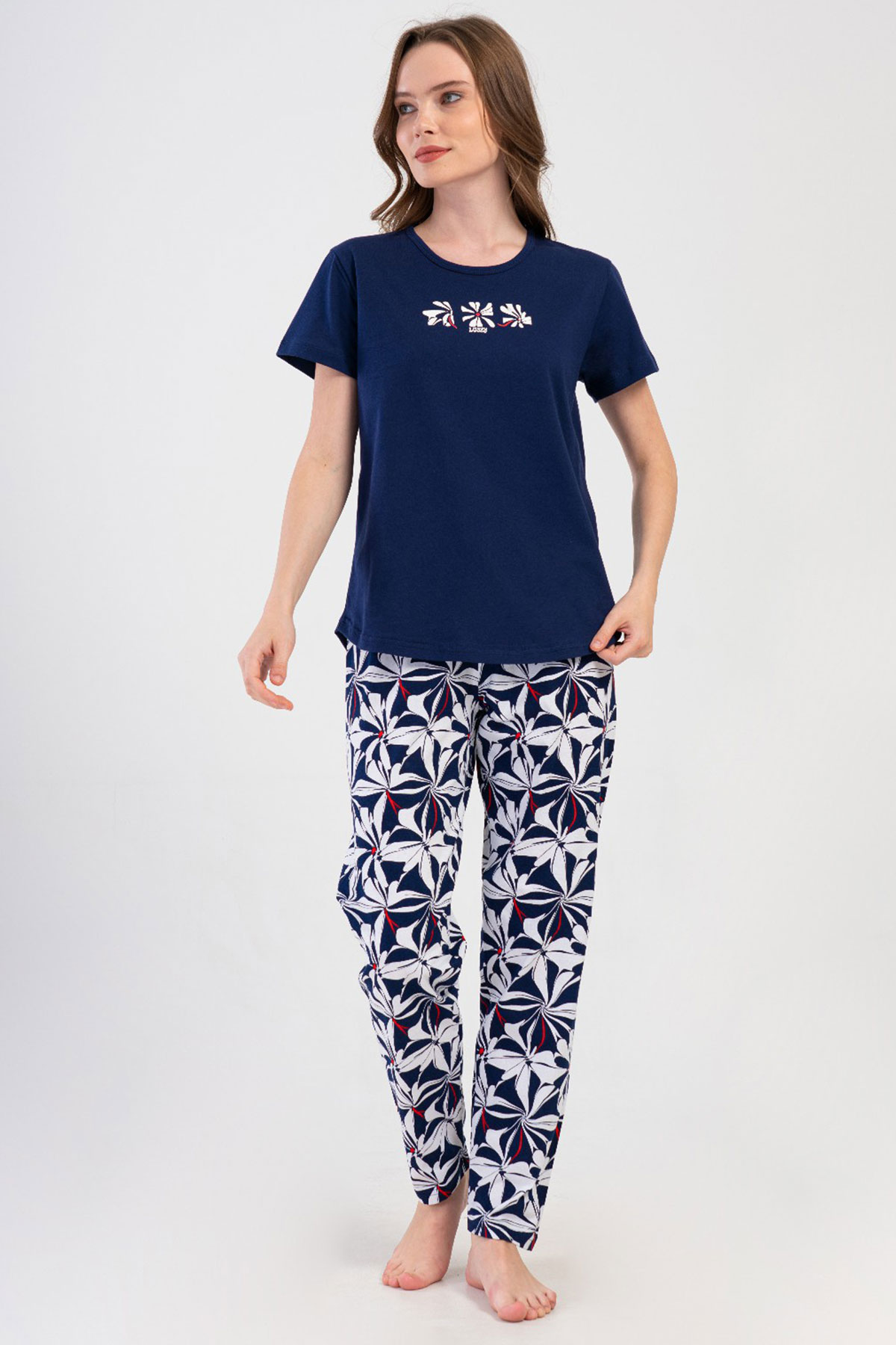 Pamuklu Kadın Kısa Kol Pijama Takım
