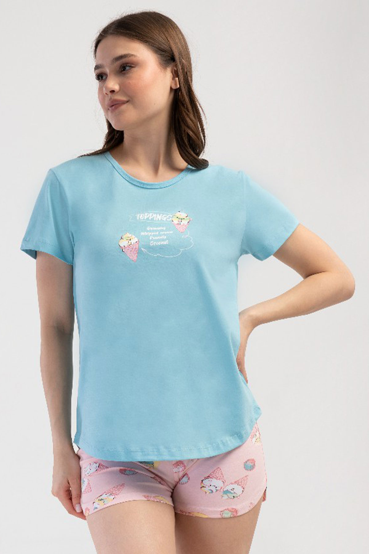 Pamuklu Kadın Kısa Kol Şortlu Pijama Takım
