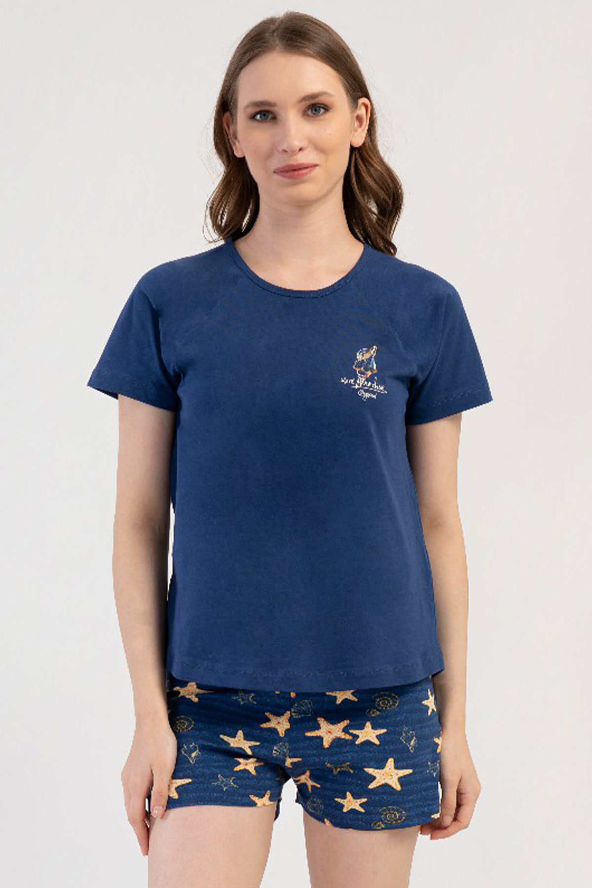 Pamuklu Kadın Kısa Kol Şortlu Pijama Takım
