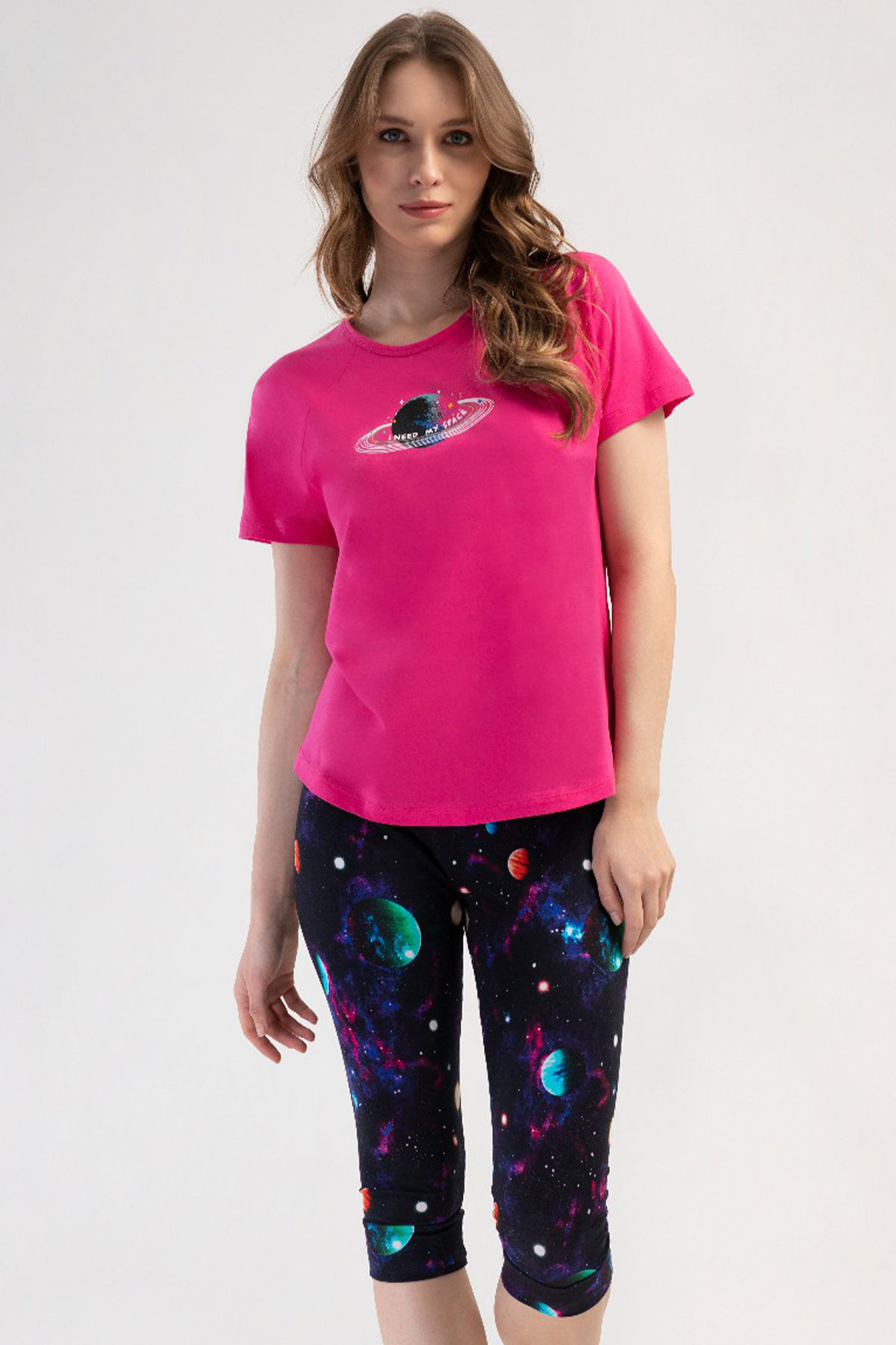 Pamuklu Kadın Kısa Kol Kaprili Pijama Takım
