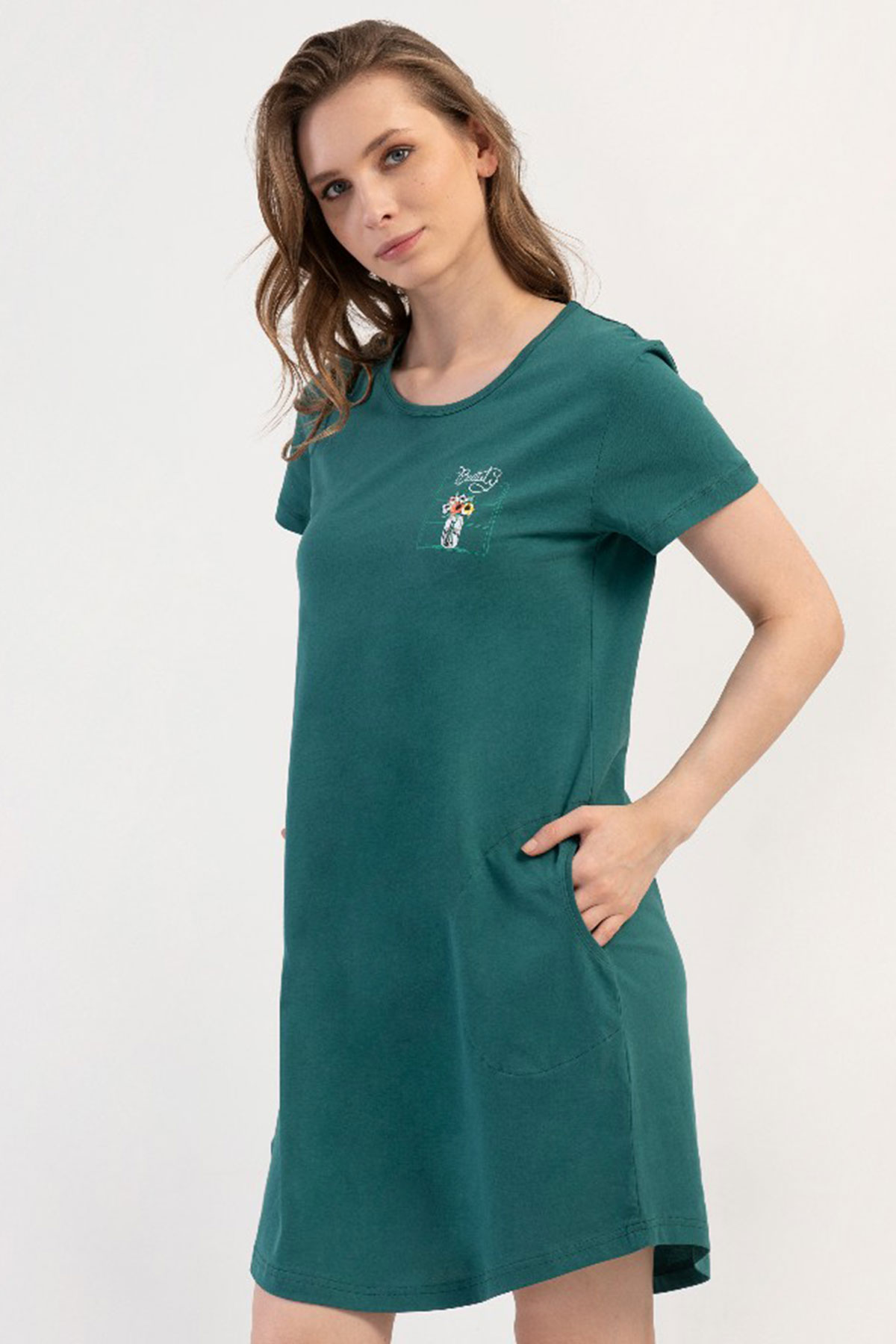 Pamuklu Kadın Kısa Kol Gecelik
