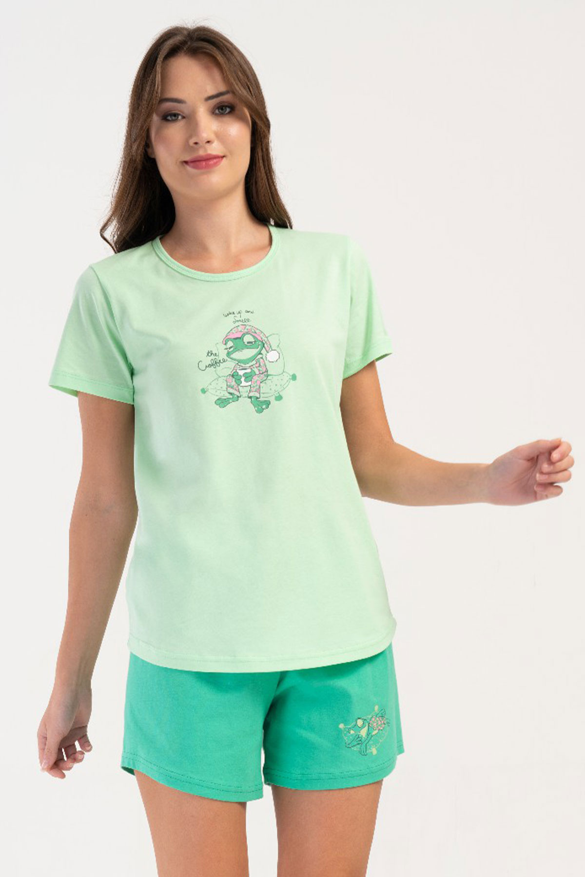 Pamuklu Kadın Kısa Kol Şortlu Pijama Takım
