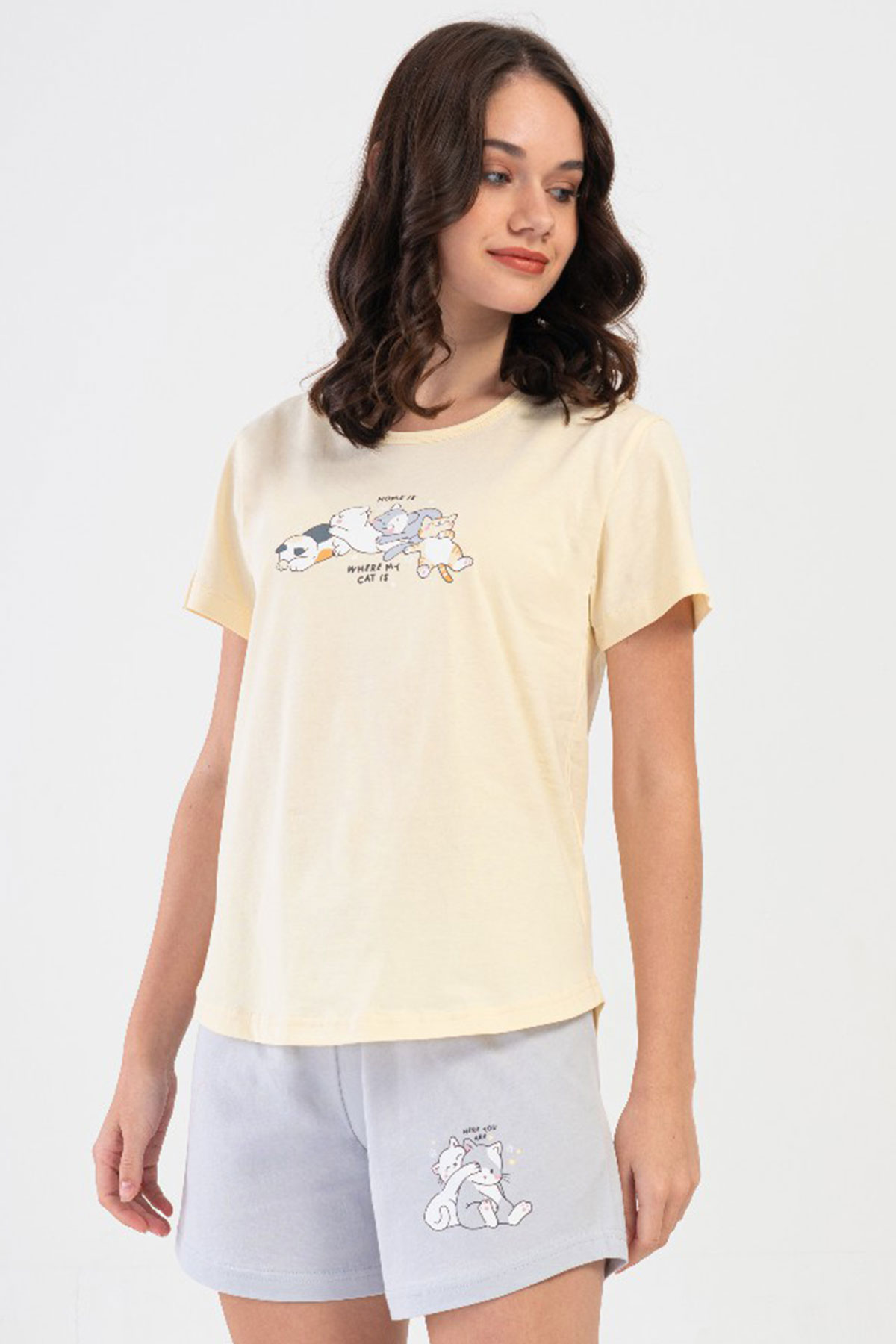 Pamuklu Kadın Kısa Kol Şortlu Pijama Takım

