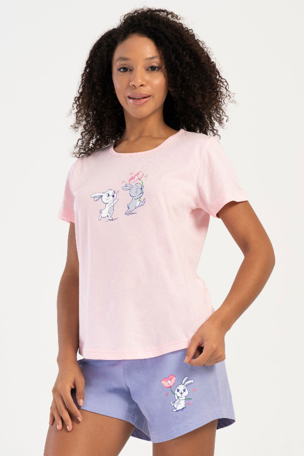 Pamuklu Kadın Kısa Kol Şortlu Pijama Takım
