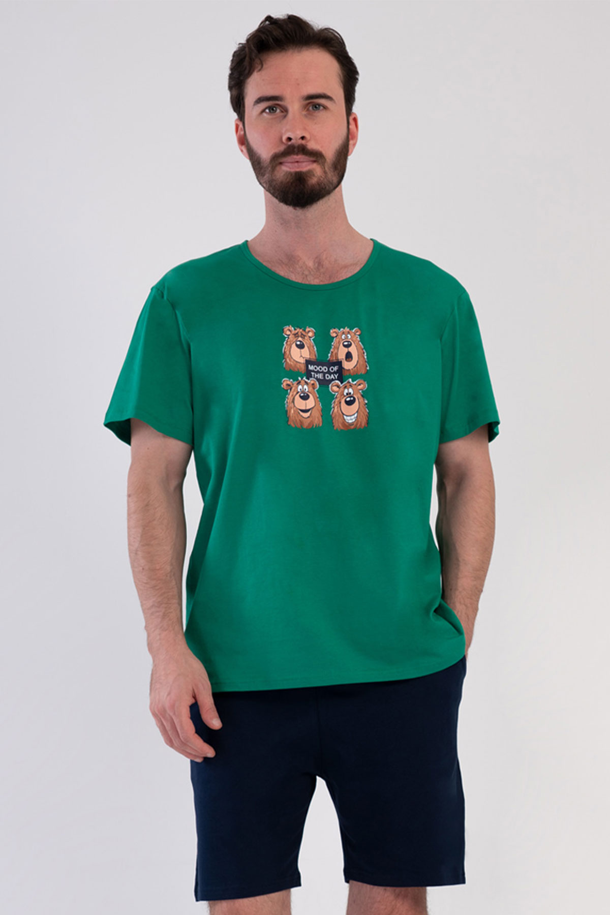 Pamuklu Erkek Kısa Kol Şortlu Pijama Takım
