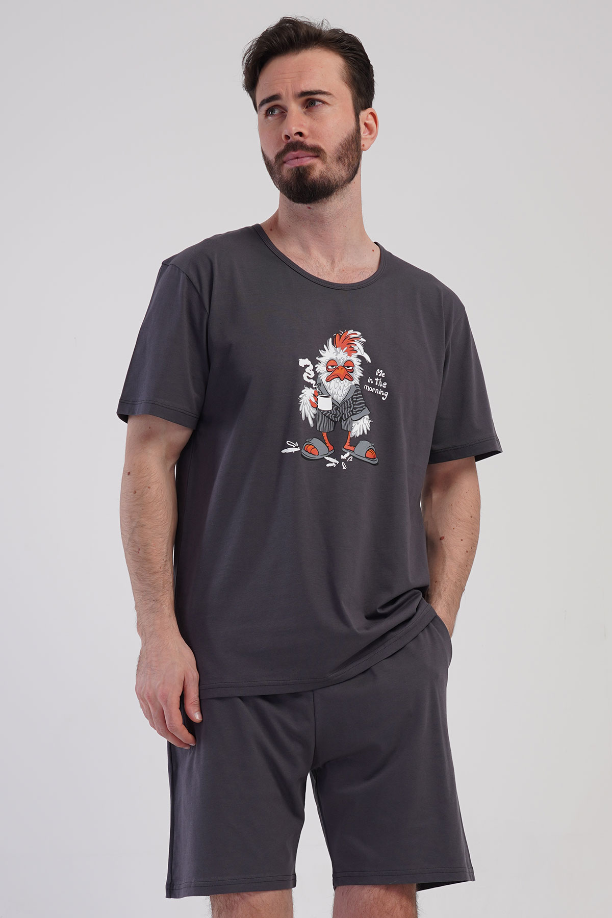 Pamuklu Erkek Kısa Kol Şortlu Pijama Takım
