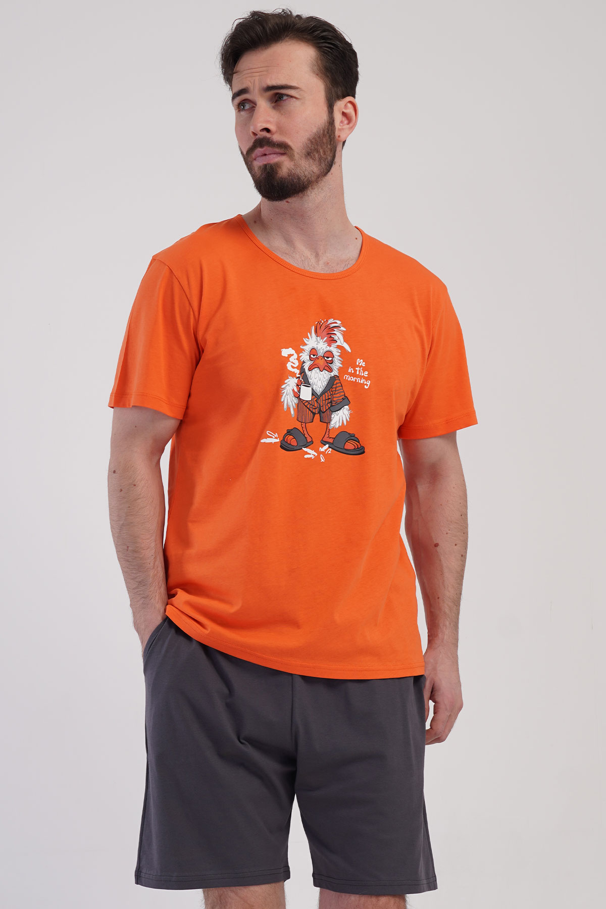 Pamuklu Erkek Kısa Kol Şortlu Pijama Takım
