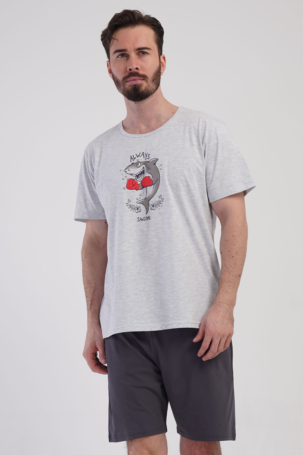 Erkek Büyük Beden Kısa Kol Şortlu Pijama Takım
