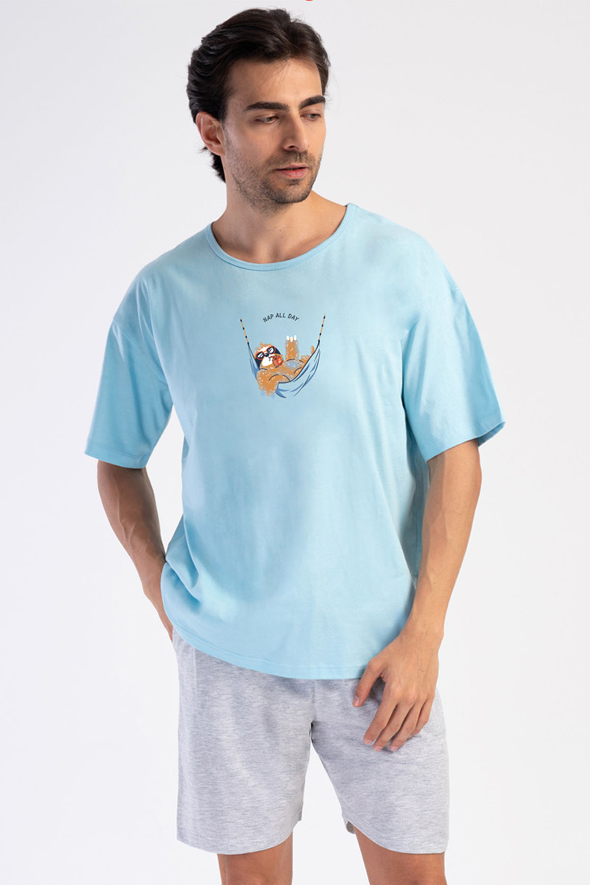 Erkek Kısa Kol Şortlu Pijama Takım
