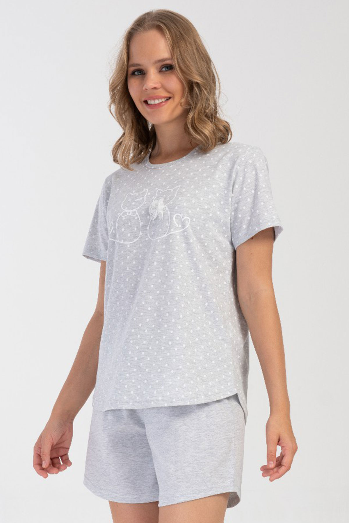 Kadın Büyük Beden Kısa Kol Şortlu Pijama Takım
