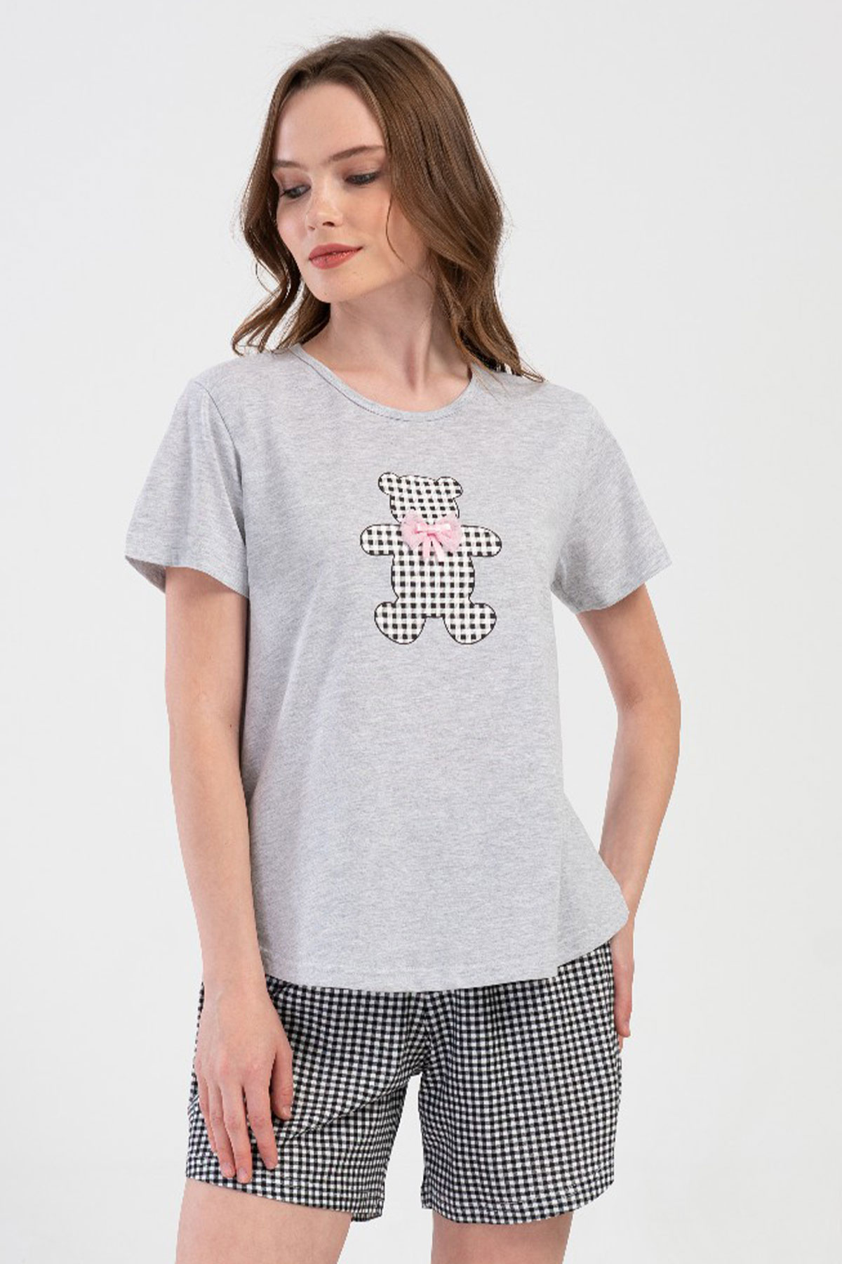 Kadın Büyük Beden Kısa Kol Şortlu Pijama Takım
