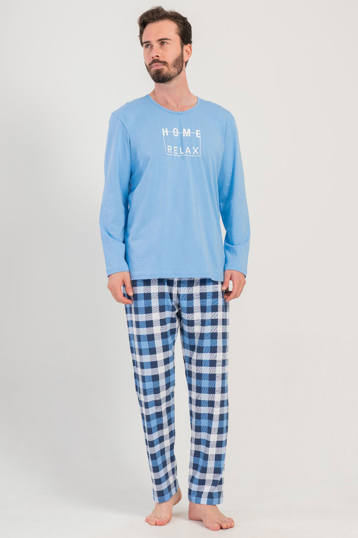 Pamuklu Erkek Uzun Kol Pijama Takım
