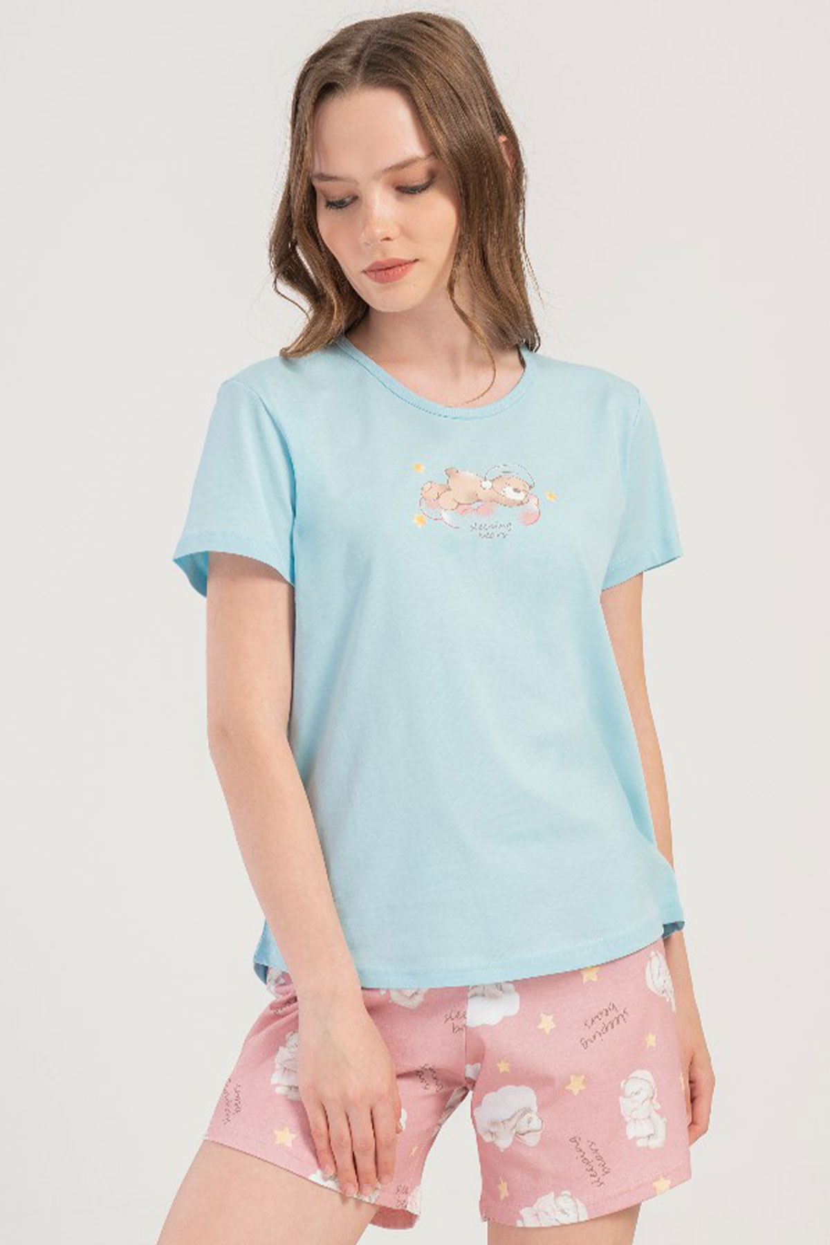 Pamuklu Kadın Kısa Kol Şortlu Pijama Takım
