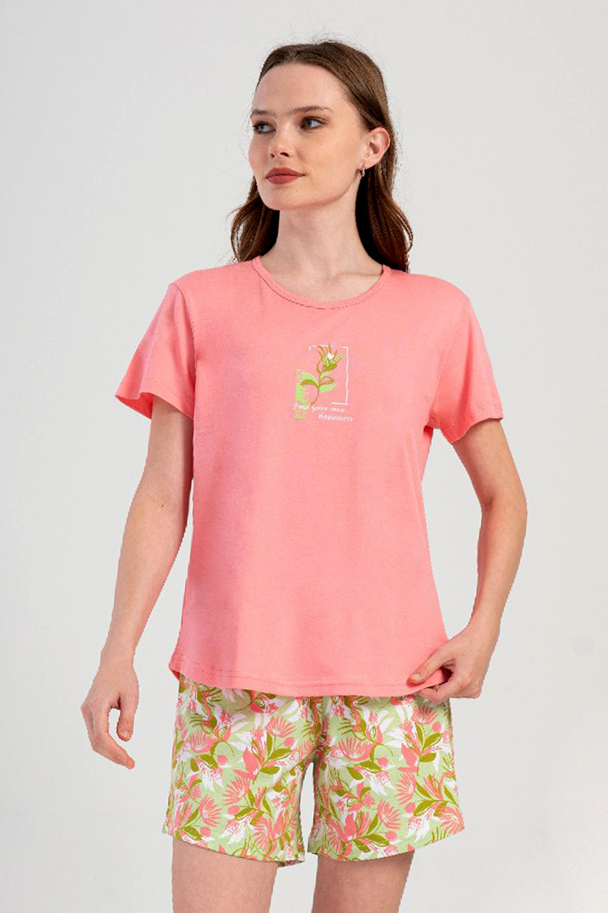 Pamuklu Kadın Kısa Kol Şortlu Pijama Takım
