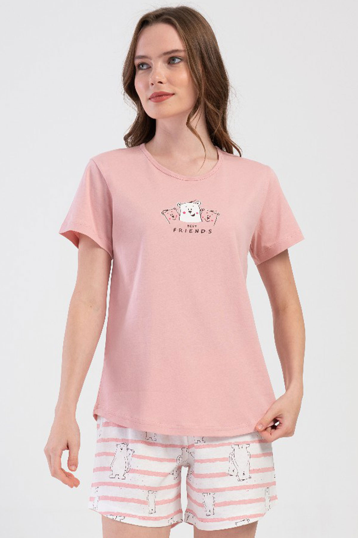 Pamuklu Kadın Kısa Kol Şortlu Pijama Takım
