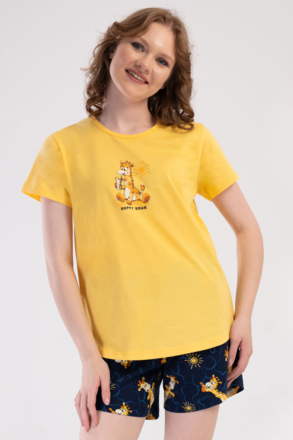 Pamuklu Kadın Kısa Kol Şortlu Pijama Takım
