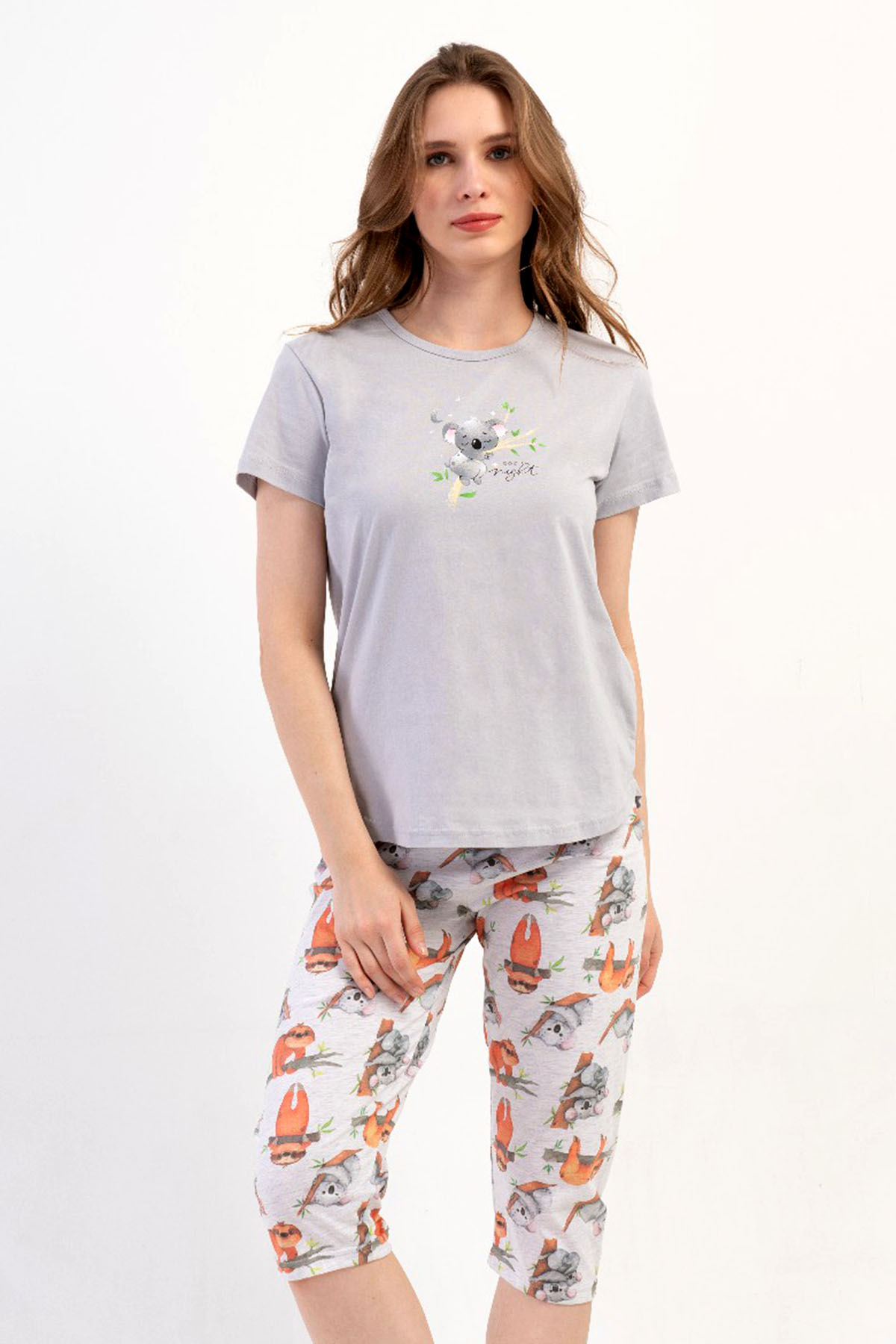 Kadın Kısa Kol Kaprili Pijama Takım

