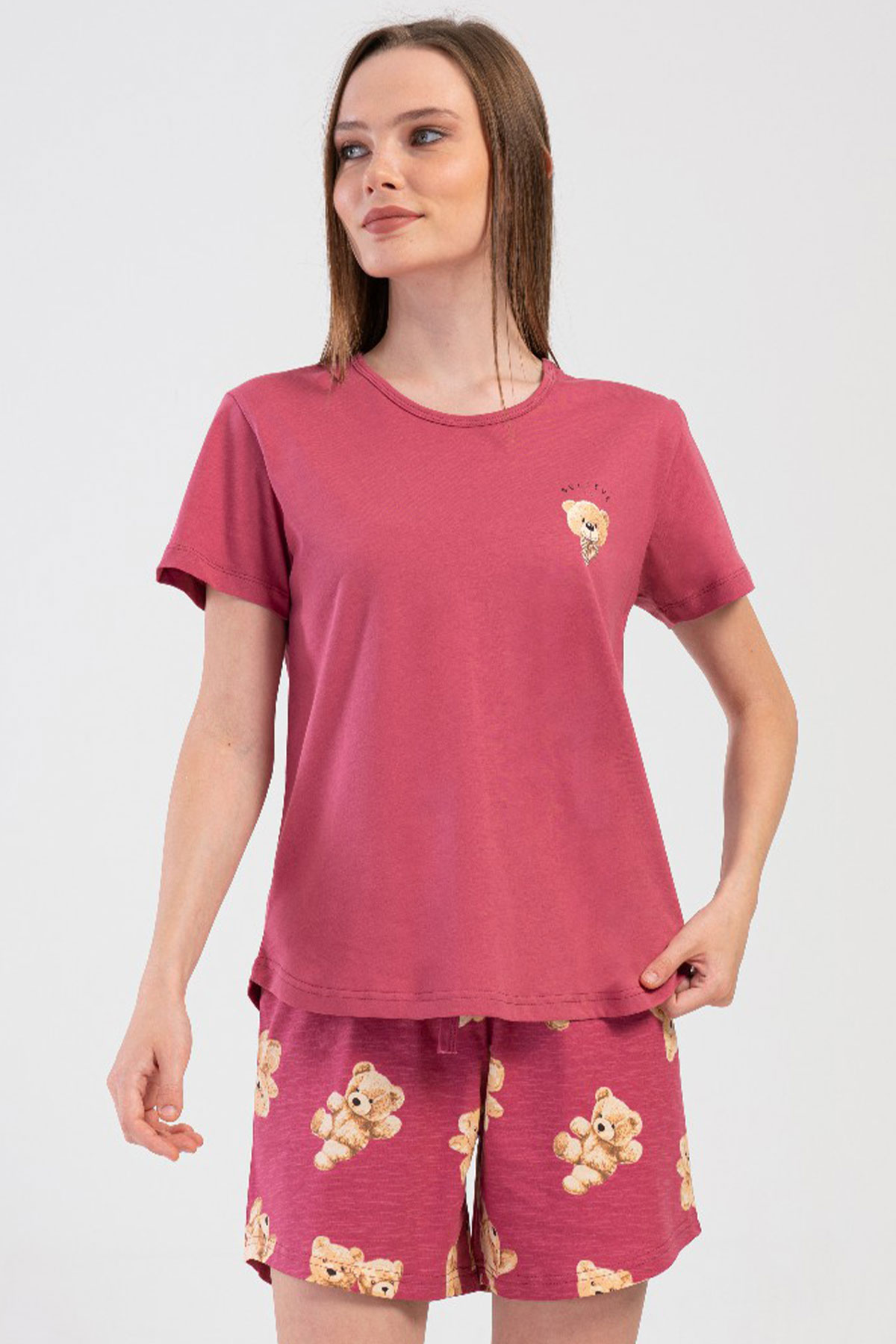Pamuklu Kadın Kısa Kol Şortlu Pijama Takım

