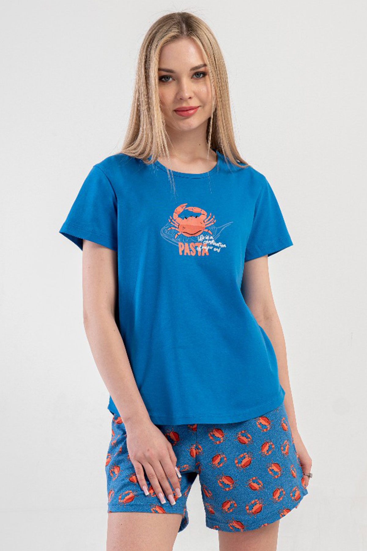 Pamuklu Kadın Kısa Kol Şortlu Pijama Takım
