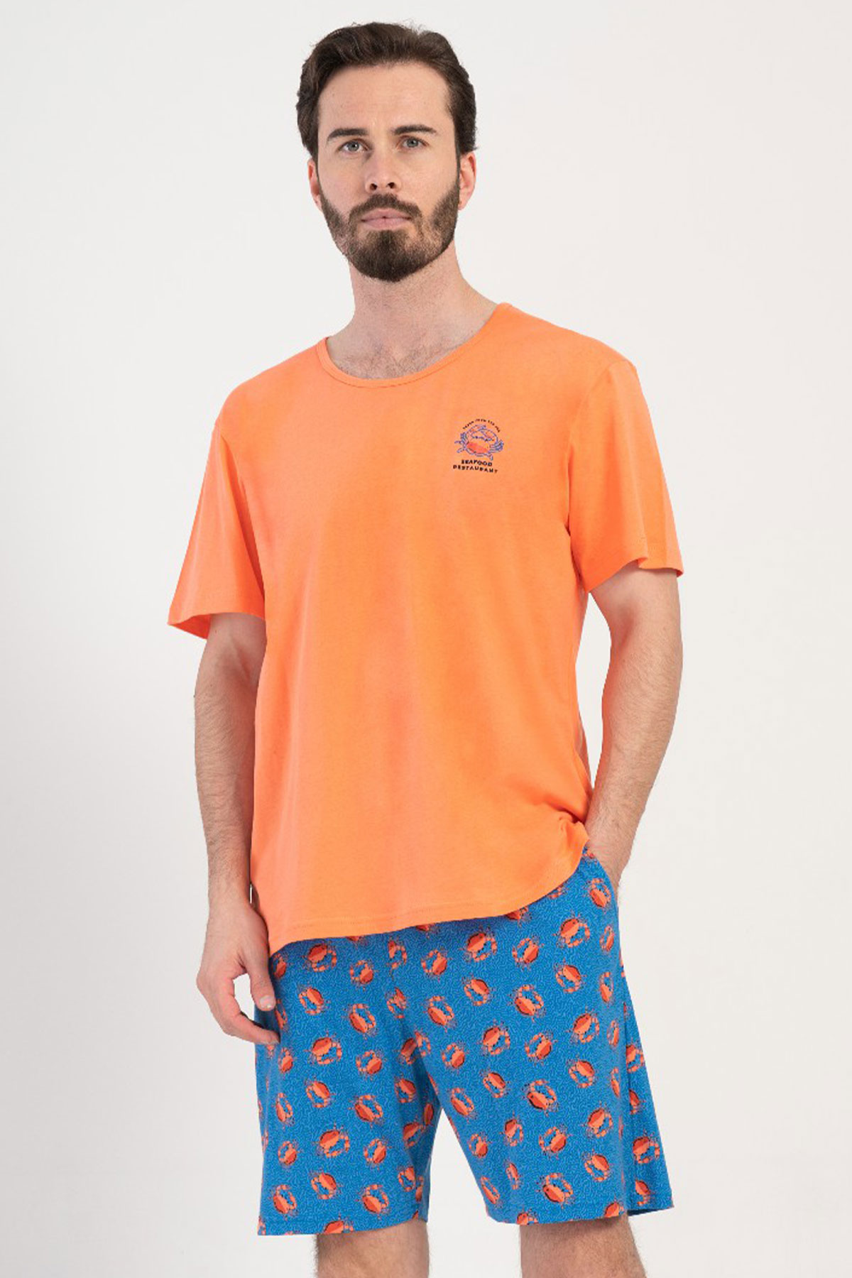 Pamuklu Erkek Kısa Kol Şortlu Pijama Takım
