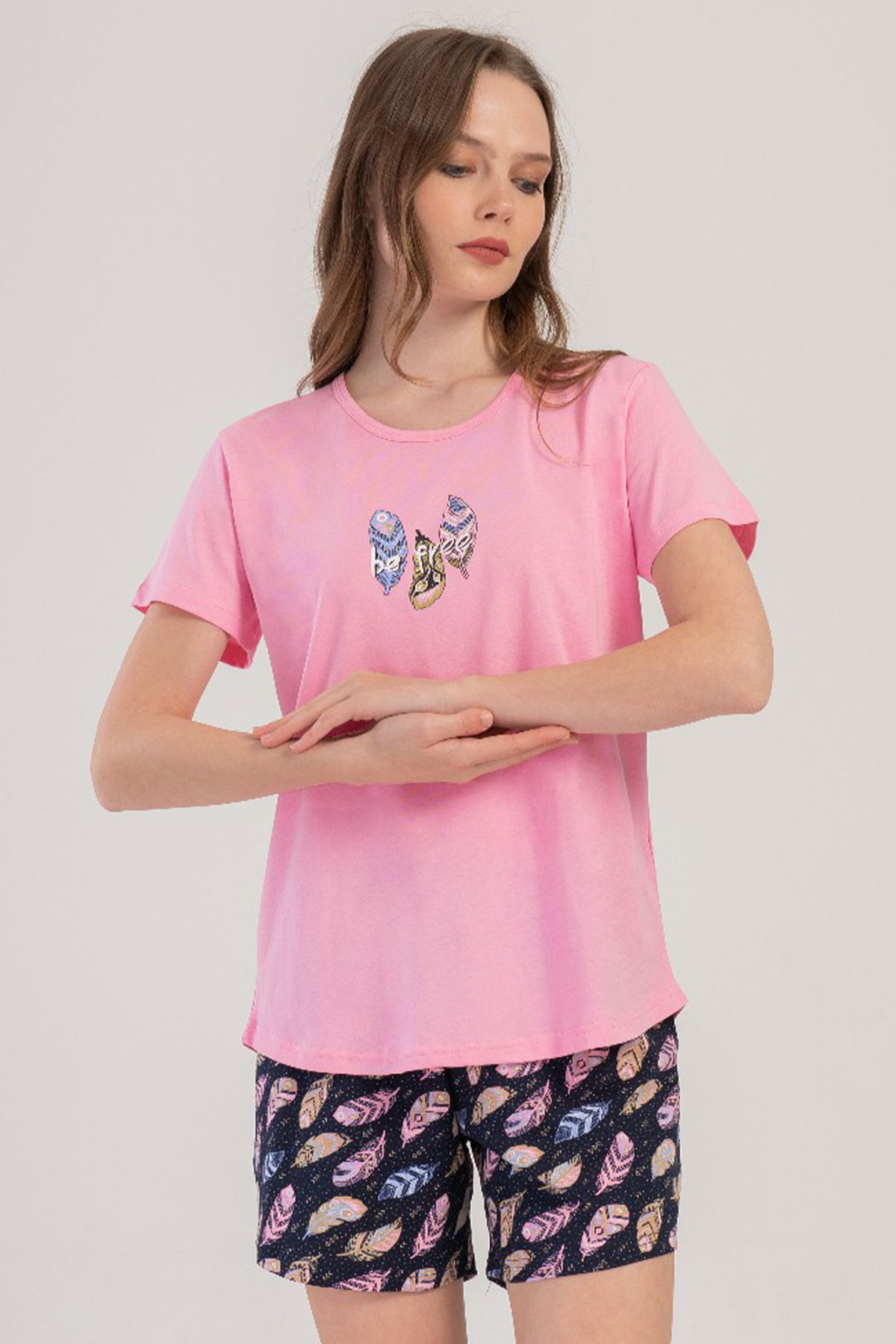 Pamuklu Kadın Kısa Kol Şortlu Pijama Takım
