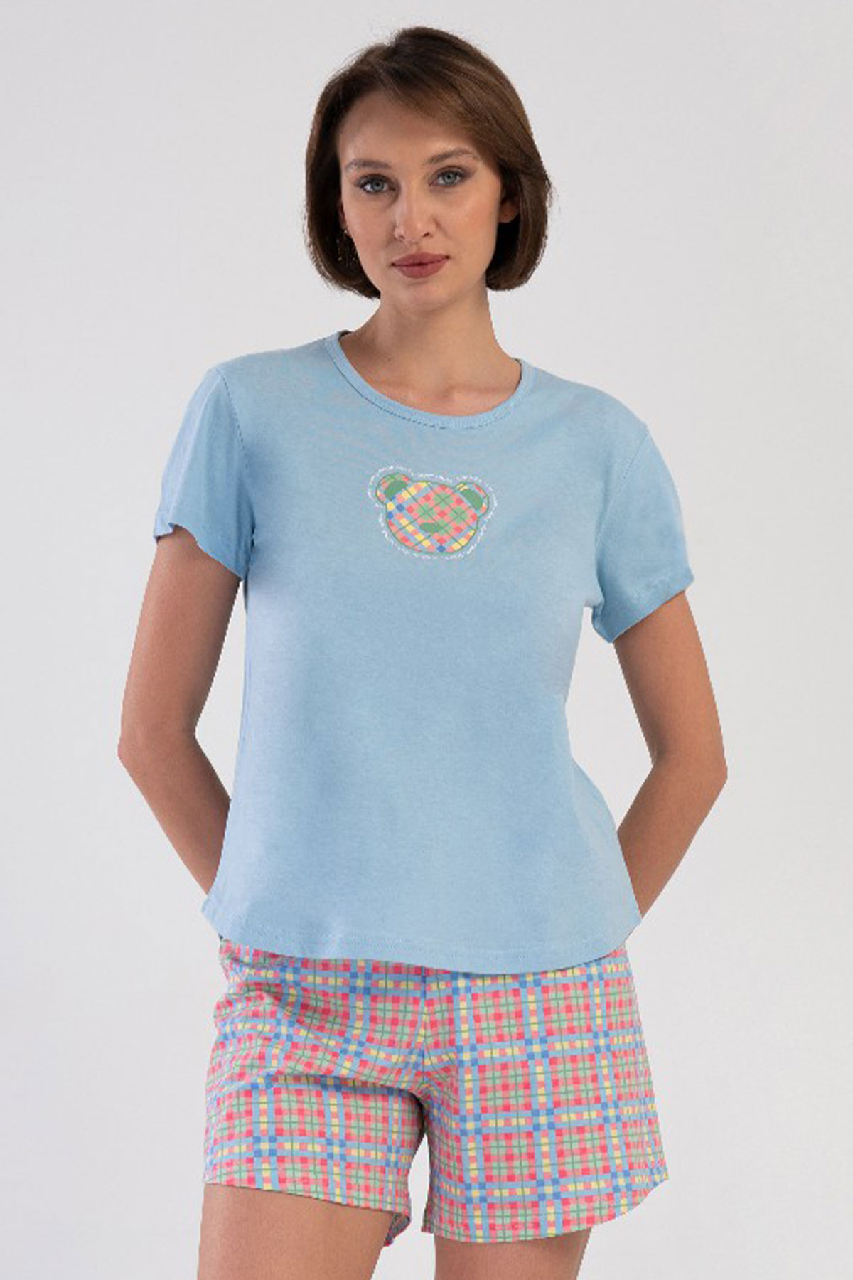 Pamuklu Kadın Kısa Kol Şortlu Pijama Takım

