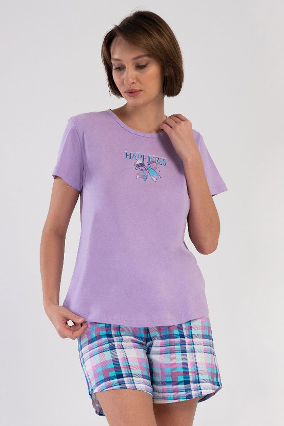Pamuklu Kadın Kısa Kol Şortlu Pijama Takım
