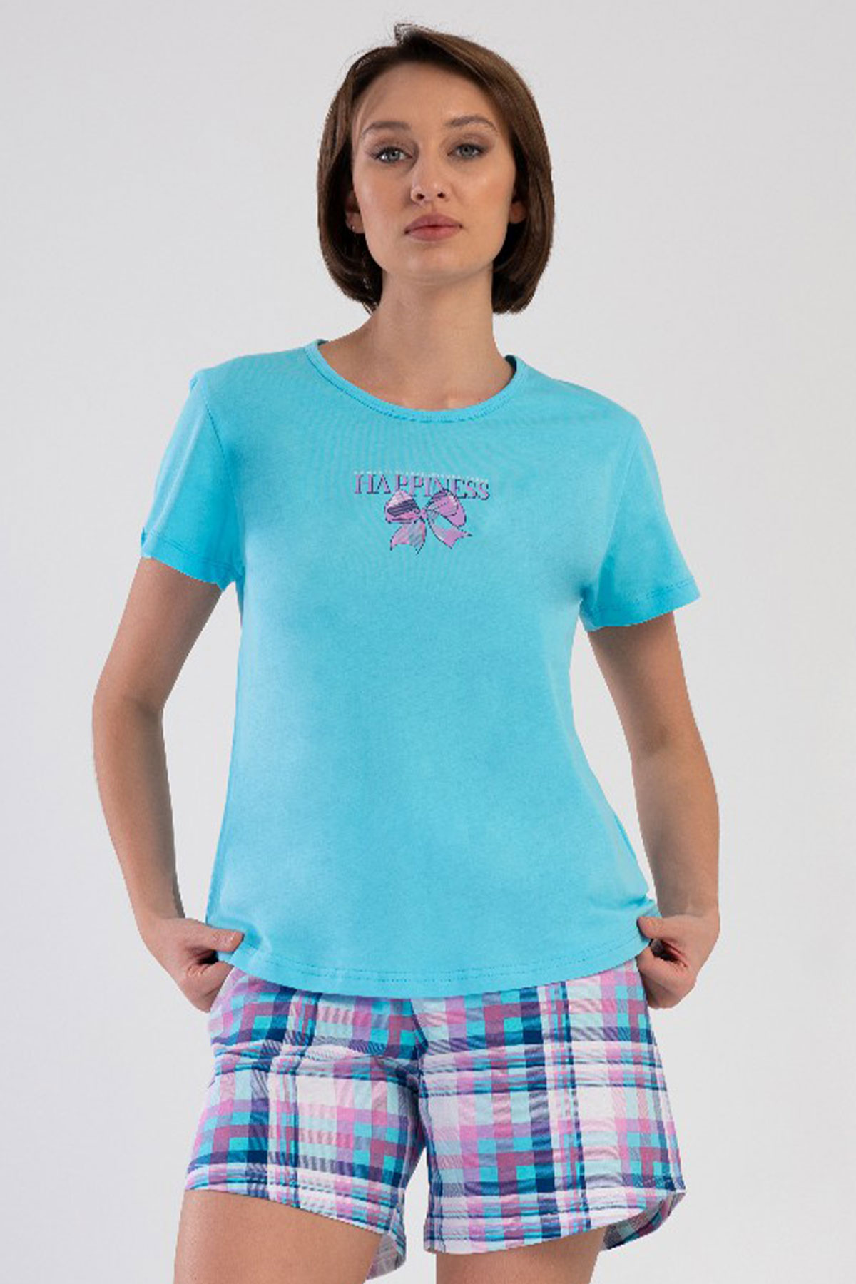 Pamuklu Kadın Kısa Kol Şortlu Pijama Takım
